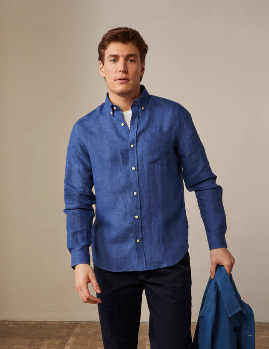Gabriel shirt in blue linen - Linen - American Collar