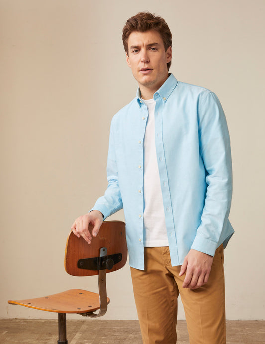 Turquoise Gaspard shirt - Oxford - American Collar