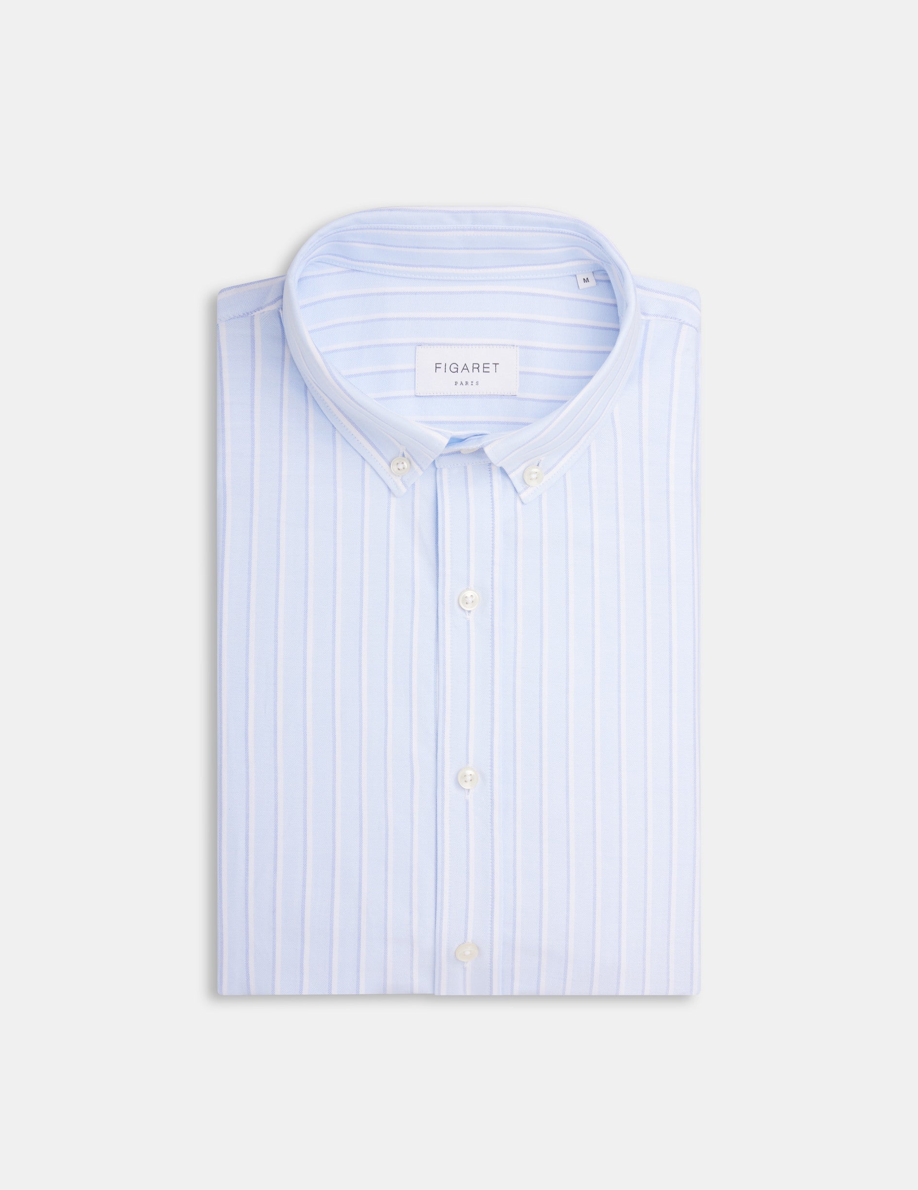 Striped light blue Gaspard shirt - Oxford - American Collar