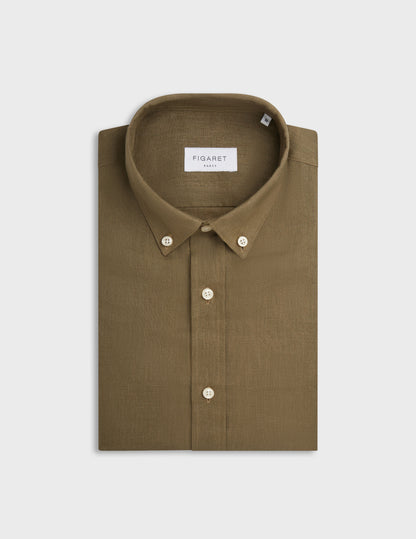 Gaspard shirt in khaki linen