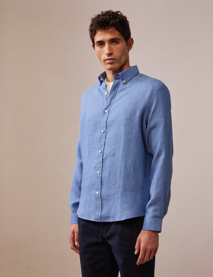 Gaspard shirt in blue linen