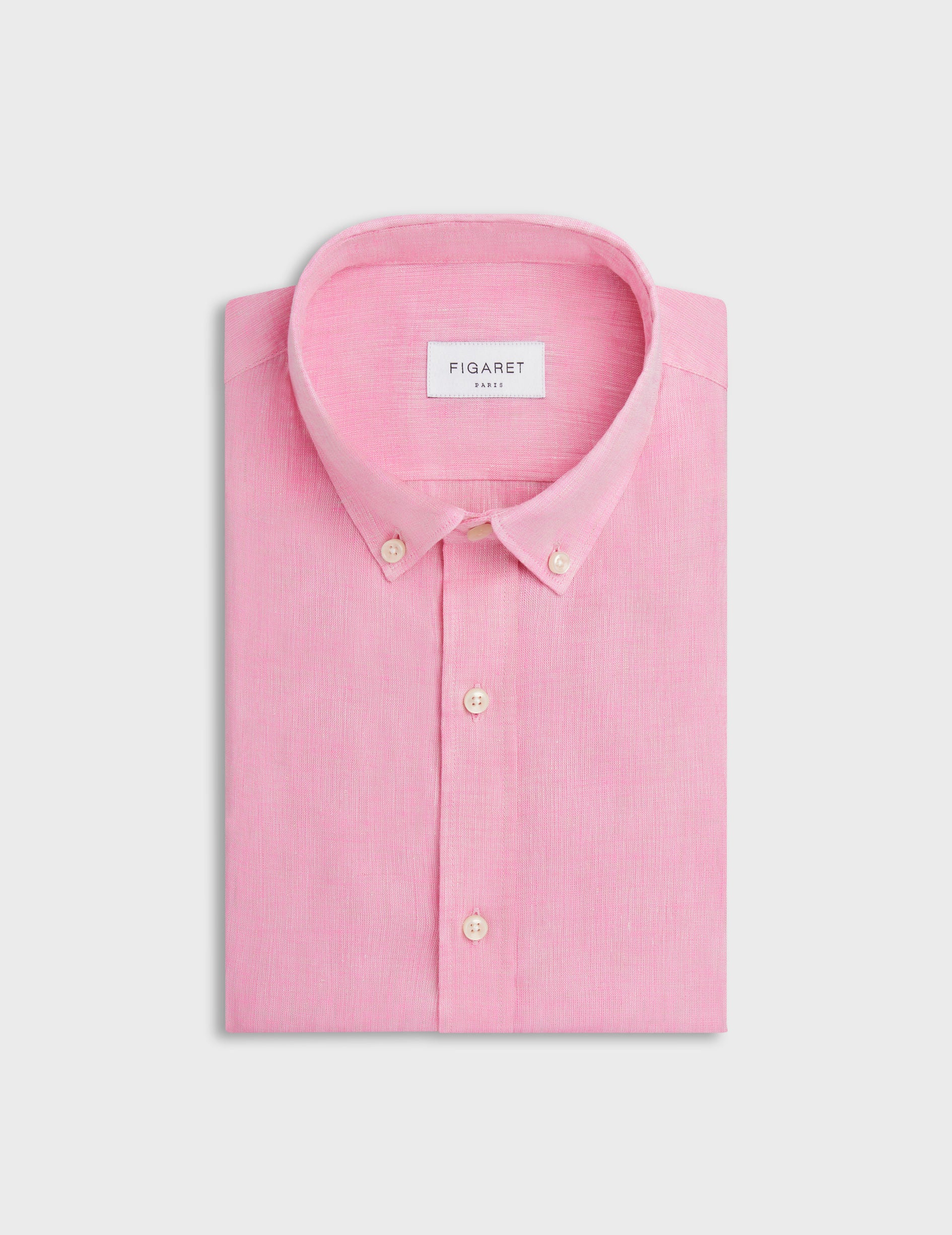Gaspard shirt in pink linen - Linen - American Collar