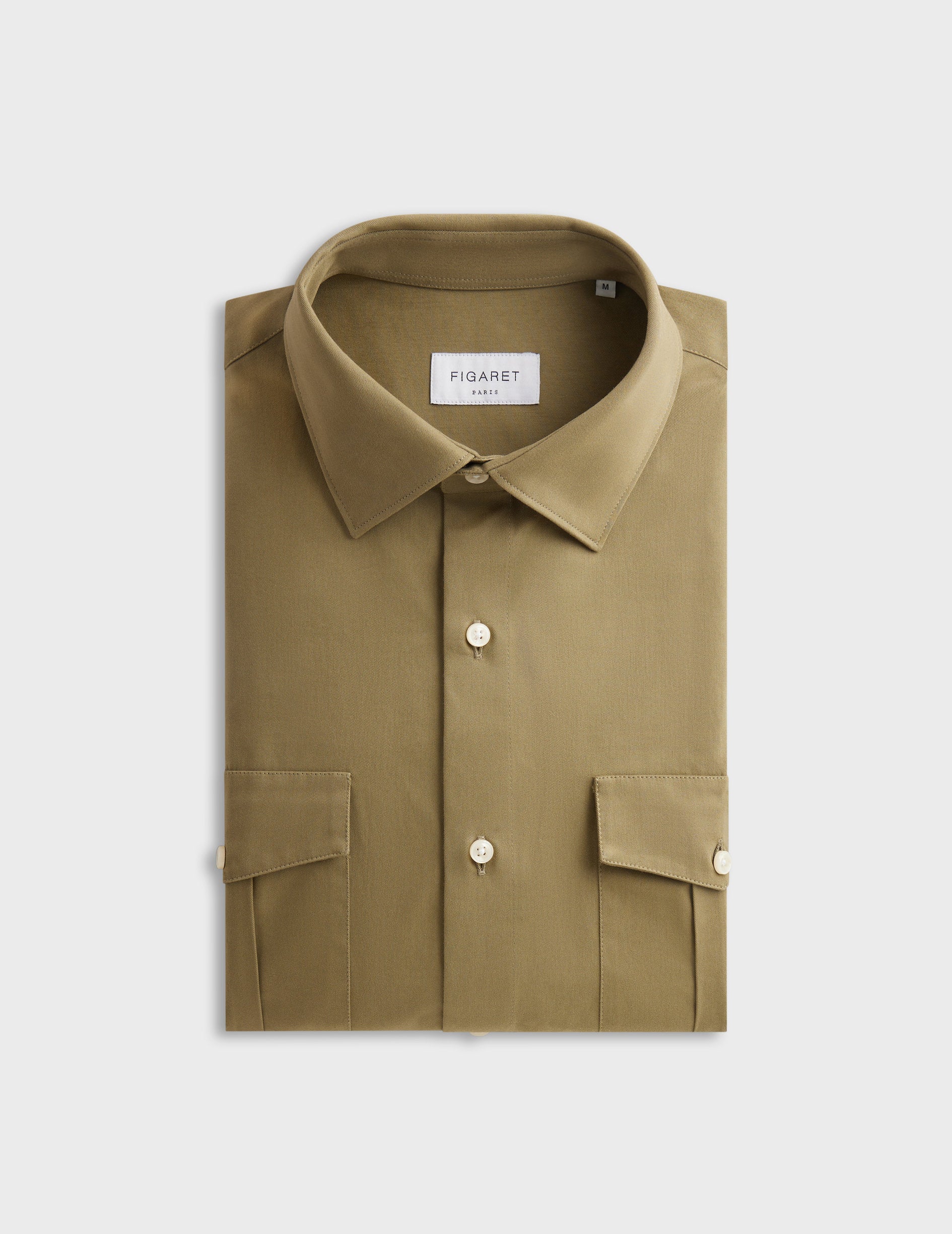 Khaki Héléon shirt - Twill - French Collar