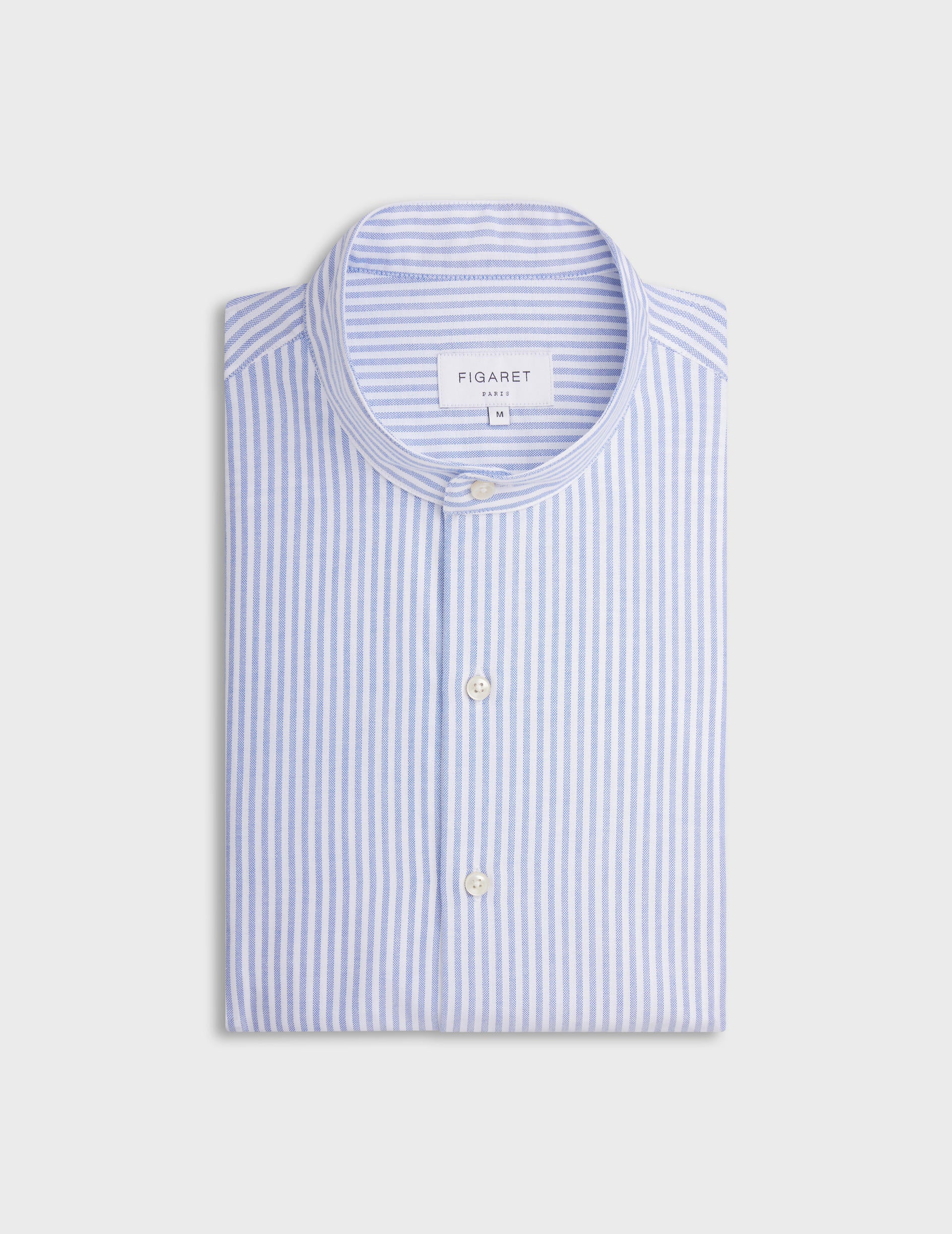 Striped blue Herwin shirt - Oxford - Officer Collar