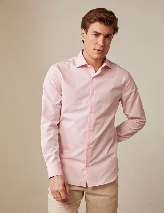 Pink fitted shirt - Poplin - Italian Collar
