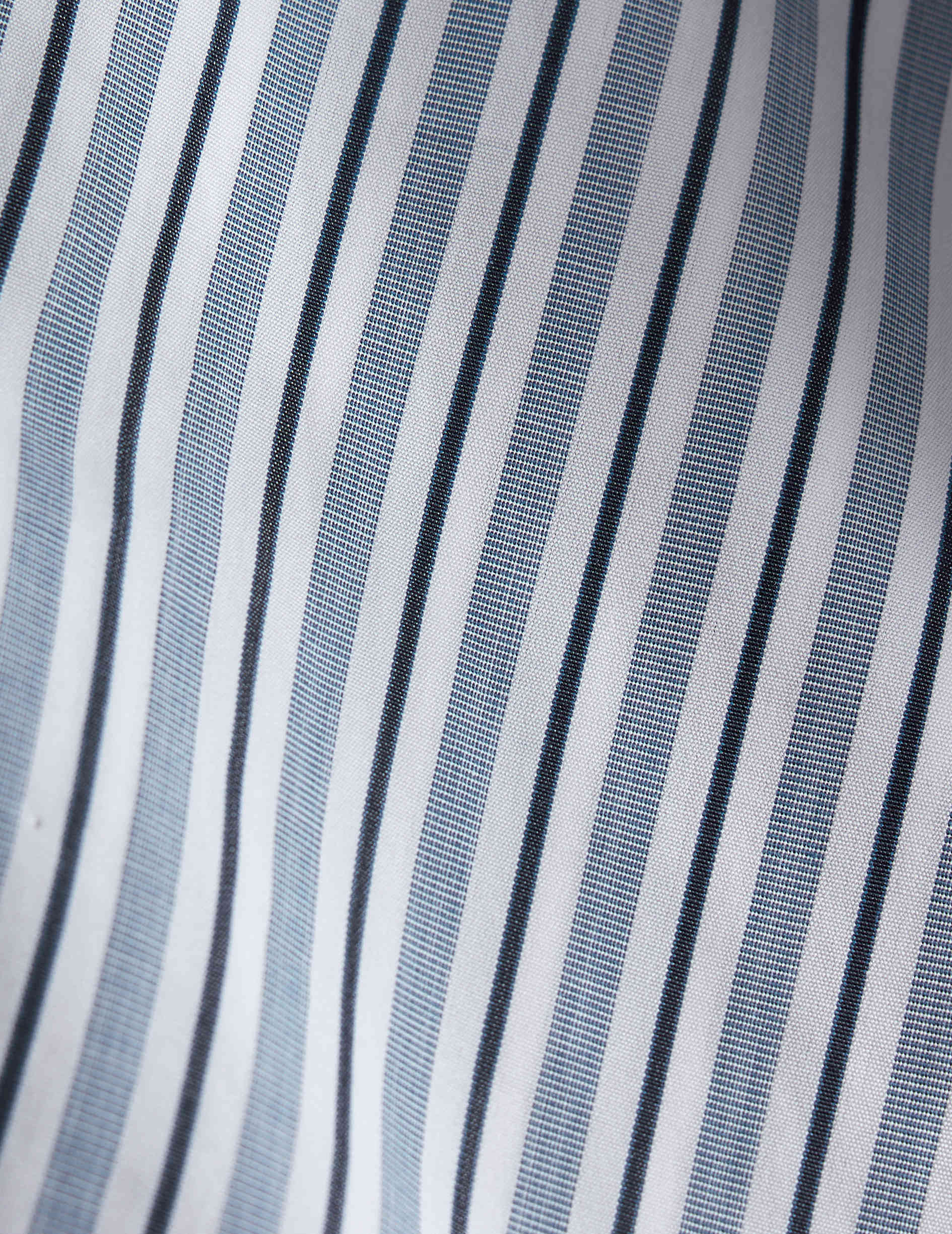 Classic navy striped shirt - Poplin - Italian Collar