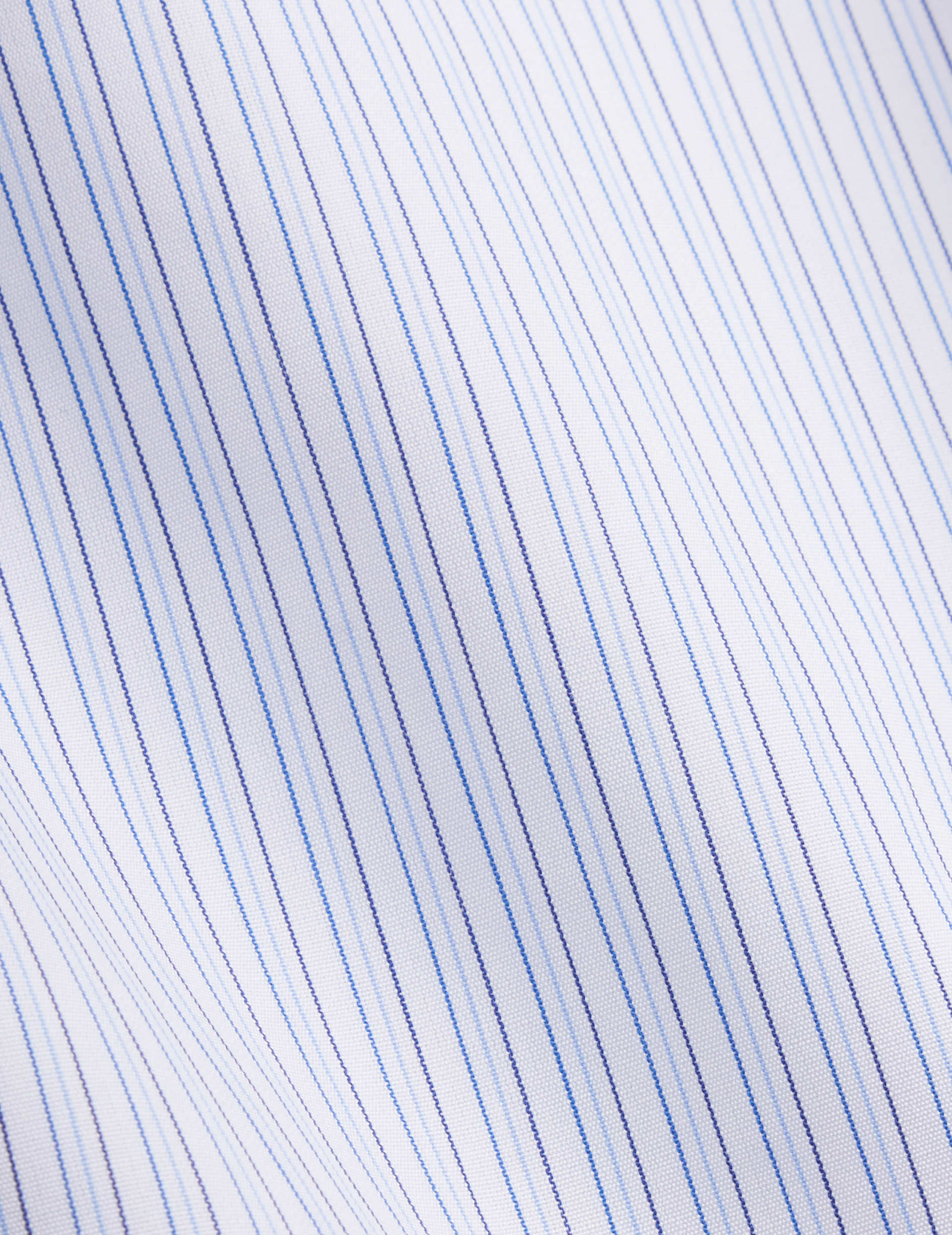 Chemise semi-ajustée rayée bleue - Popeline - Col Italien