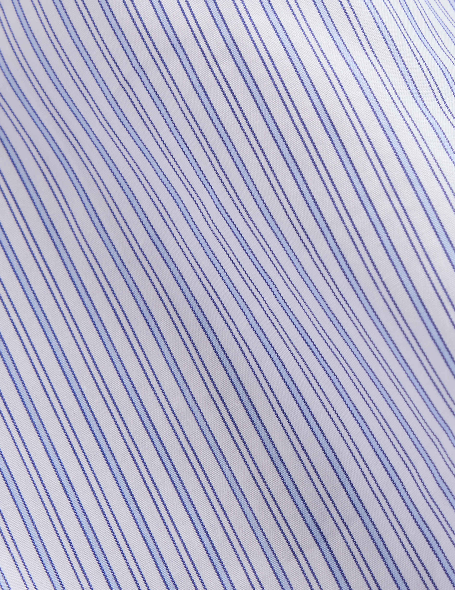 Striped blue semi-fitted shirt - Poplin - Italian Collar
