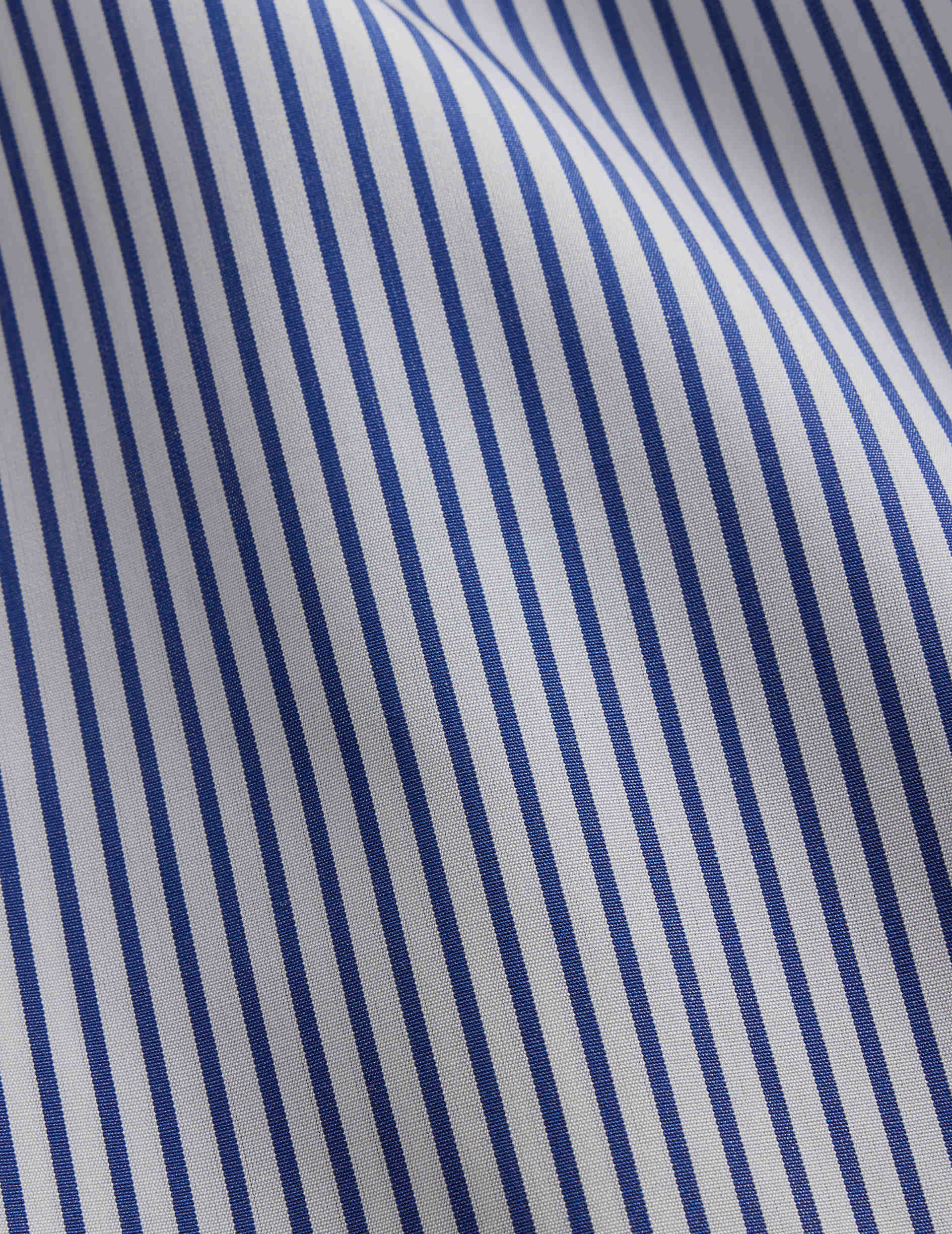 Striped navy semi-fitted wrinkle-free shirt - Poplin - Italian Collar