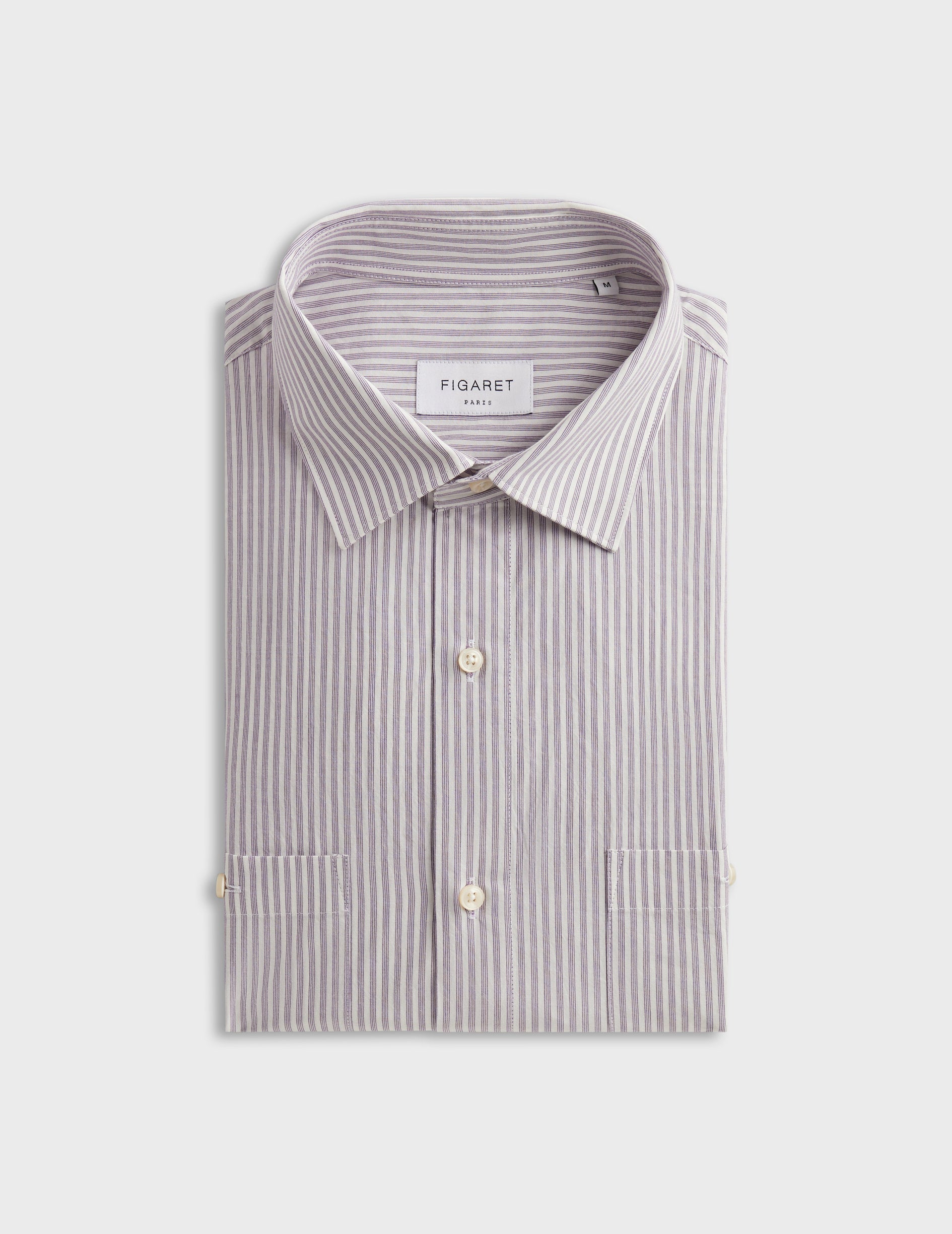 Striped purple Leonardo shirt - Poplin - French Collar