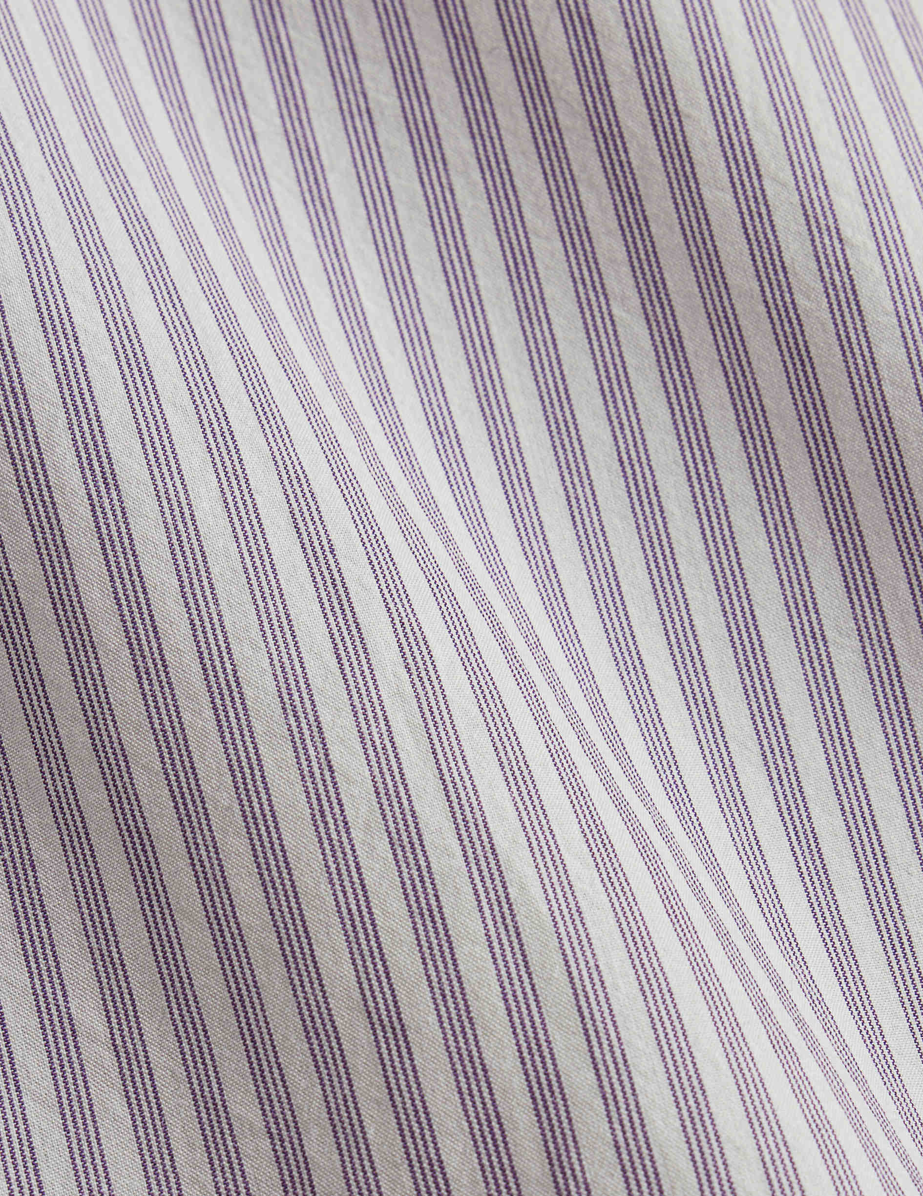 Chemise Léonard rayée violette - Popeline - Col Français