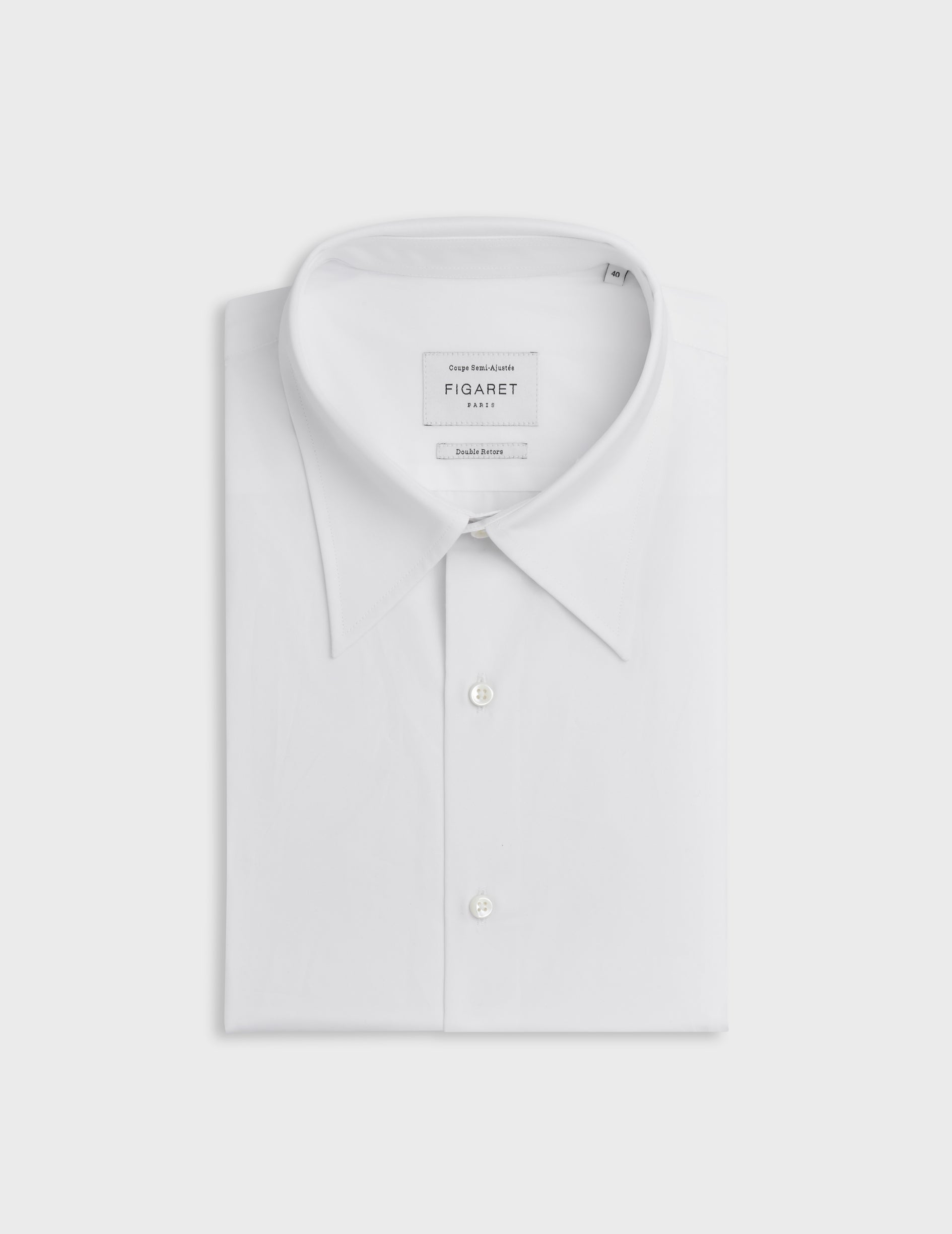 Chemise semi-ajustée blanche - Popeline - Col Majestueux