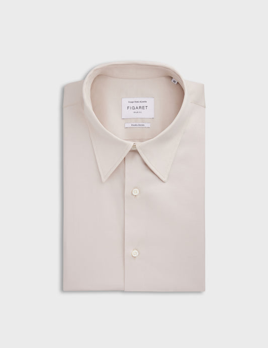 Beige semi-fitted shirt - Poplin - Majestic Collar