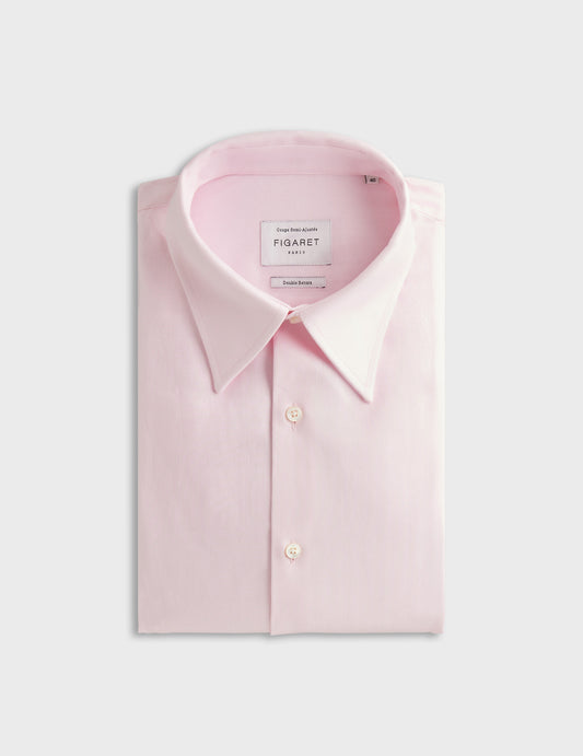 Chemise semi-ajustée rose clair - Chevron - Col Majestueux