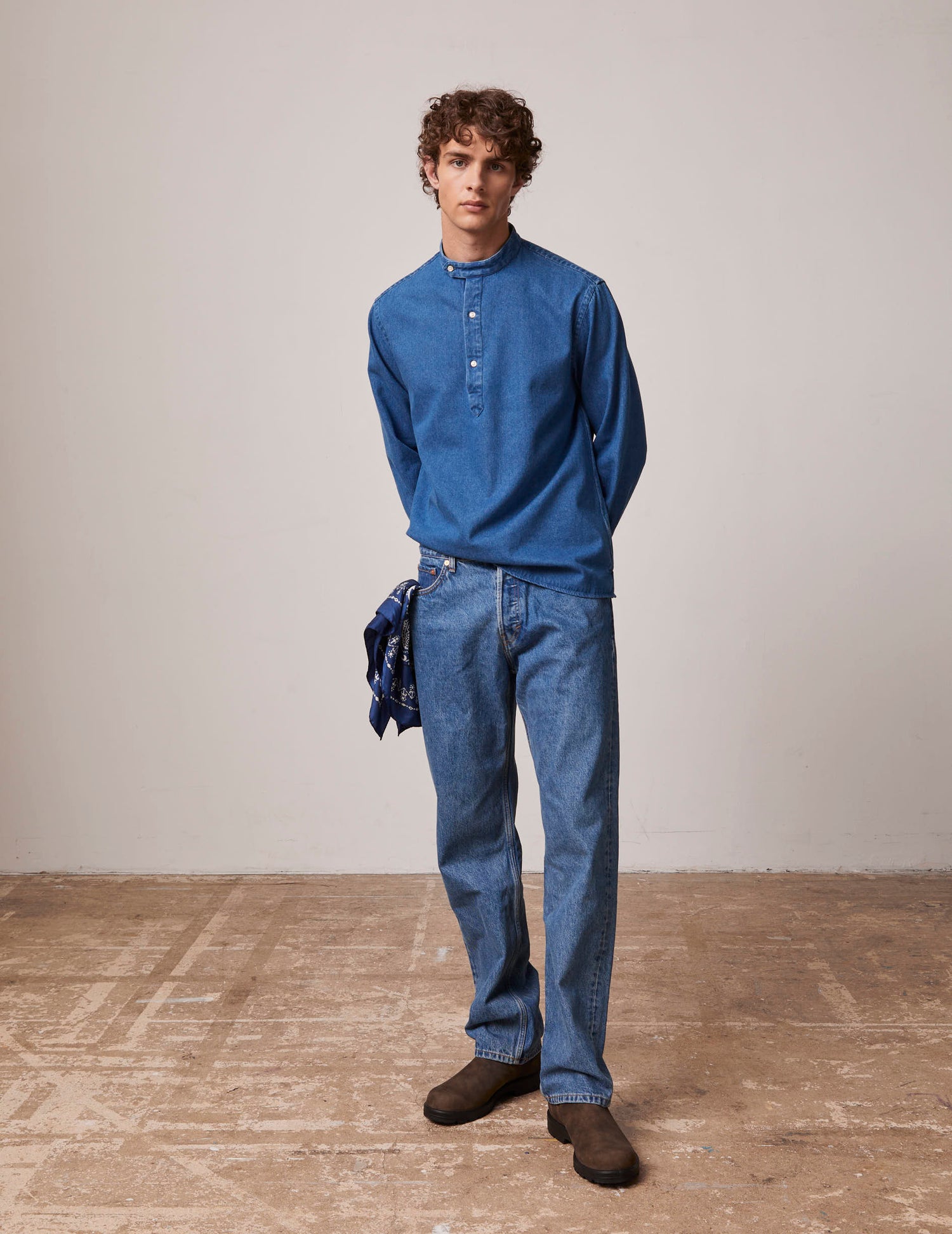 Denim Palais Royal shirt - Denim - Officer Collar#6