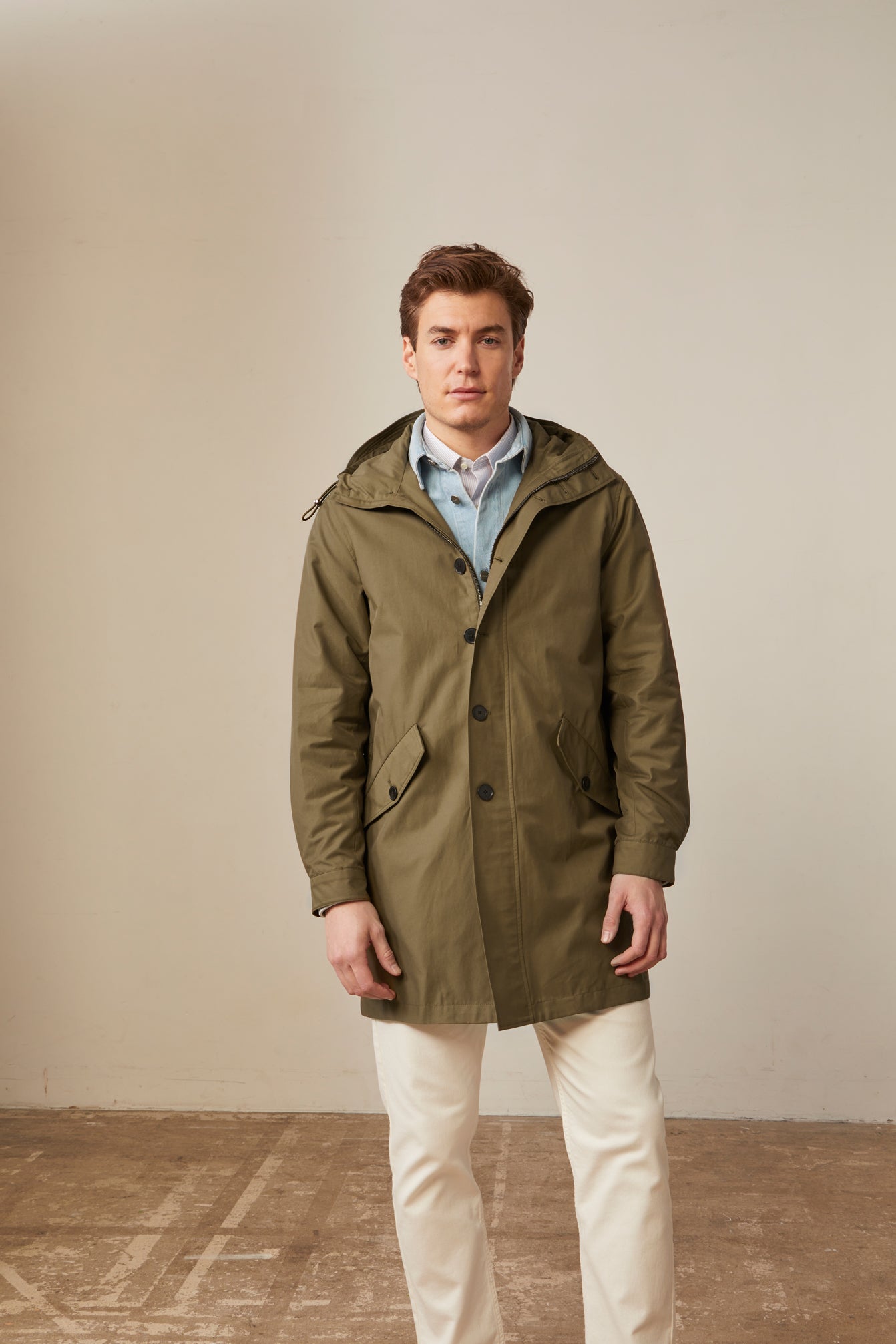 Parka Hector en twill de coton kaki