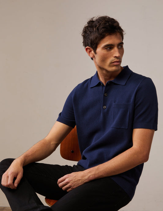 Félicien polo shirt in navy cotton