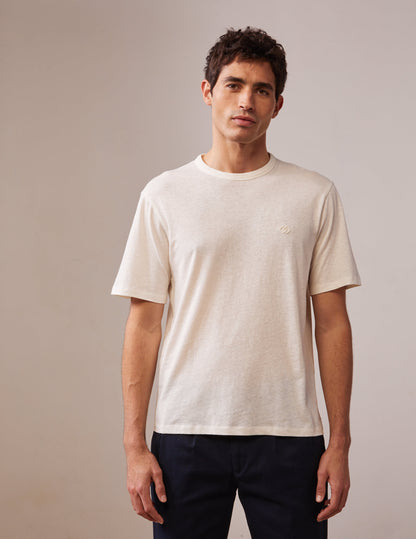 Benny t-shirt in ecru cotton and linen