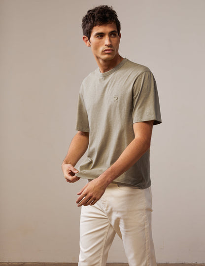 Benny T-shirt in khaki cotton and linen