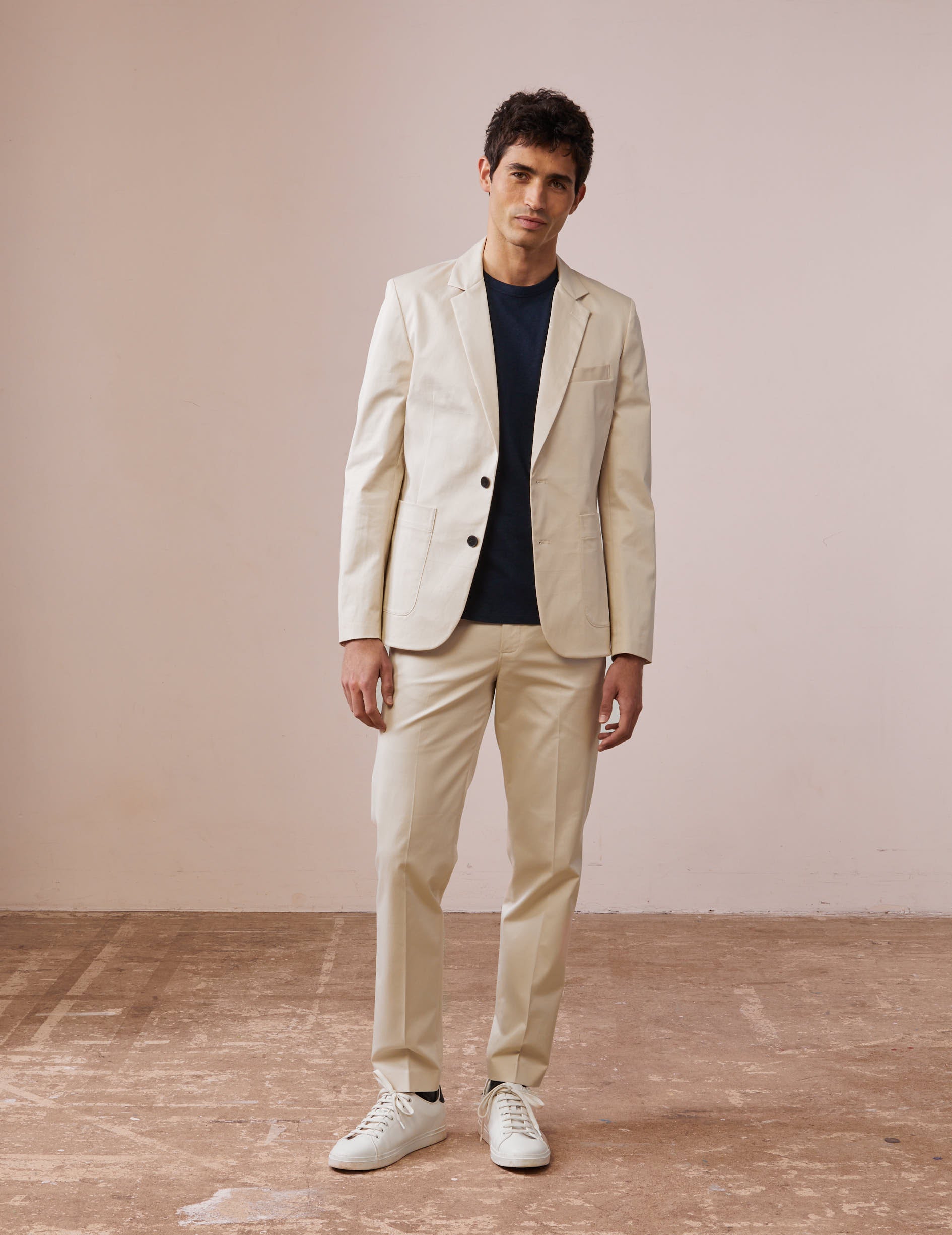 Blazer Hilton en twill de coton beige clair