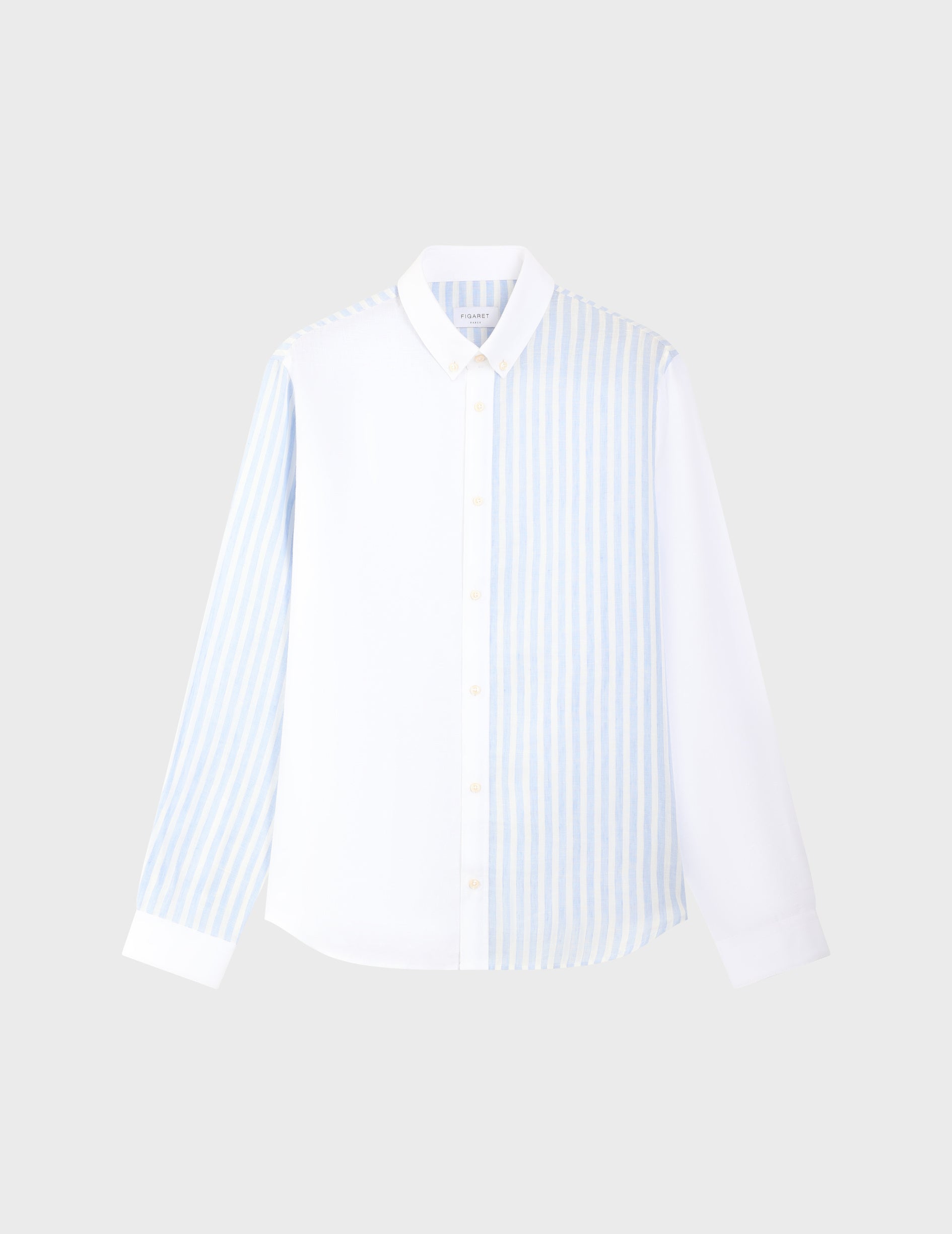 Harry blue and white striped linen fun shirt - Linen - American Collar