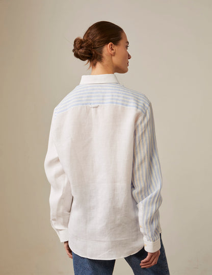 Harry blue and white striped linen fun shirt