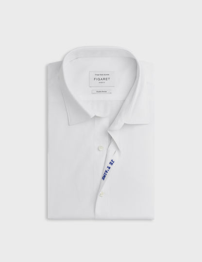 White "Je t'aime" shirt with blue embroidery