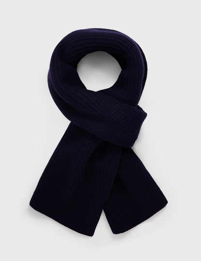 Navy blue cashmere and knit scarf
