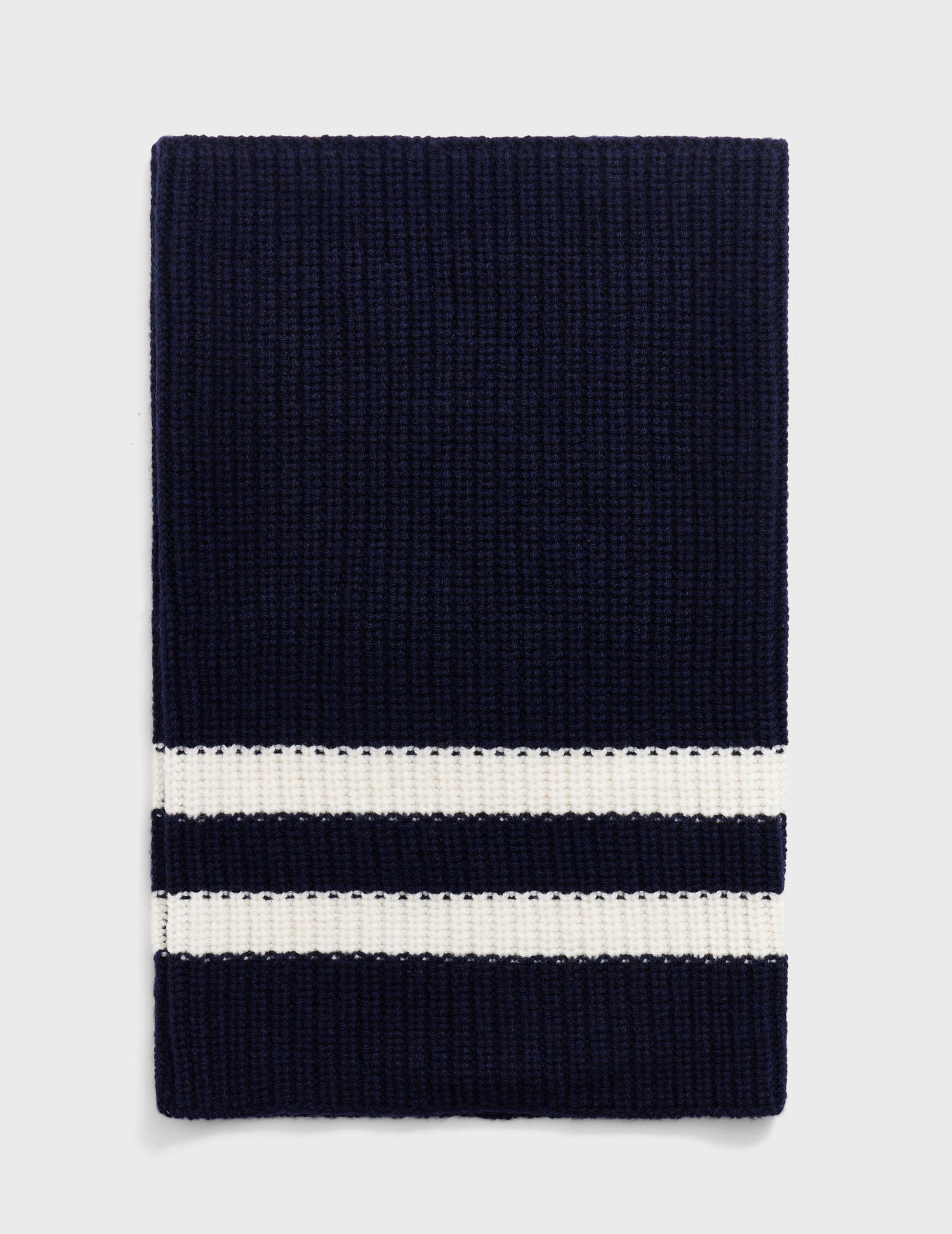 Navy and ecru knit and cashmere neck warmer