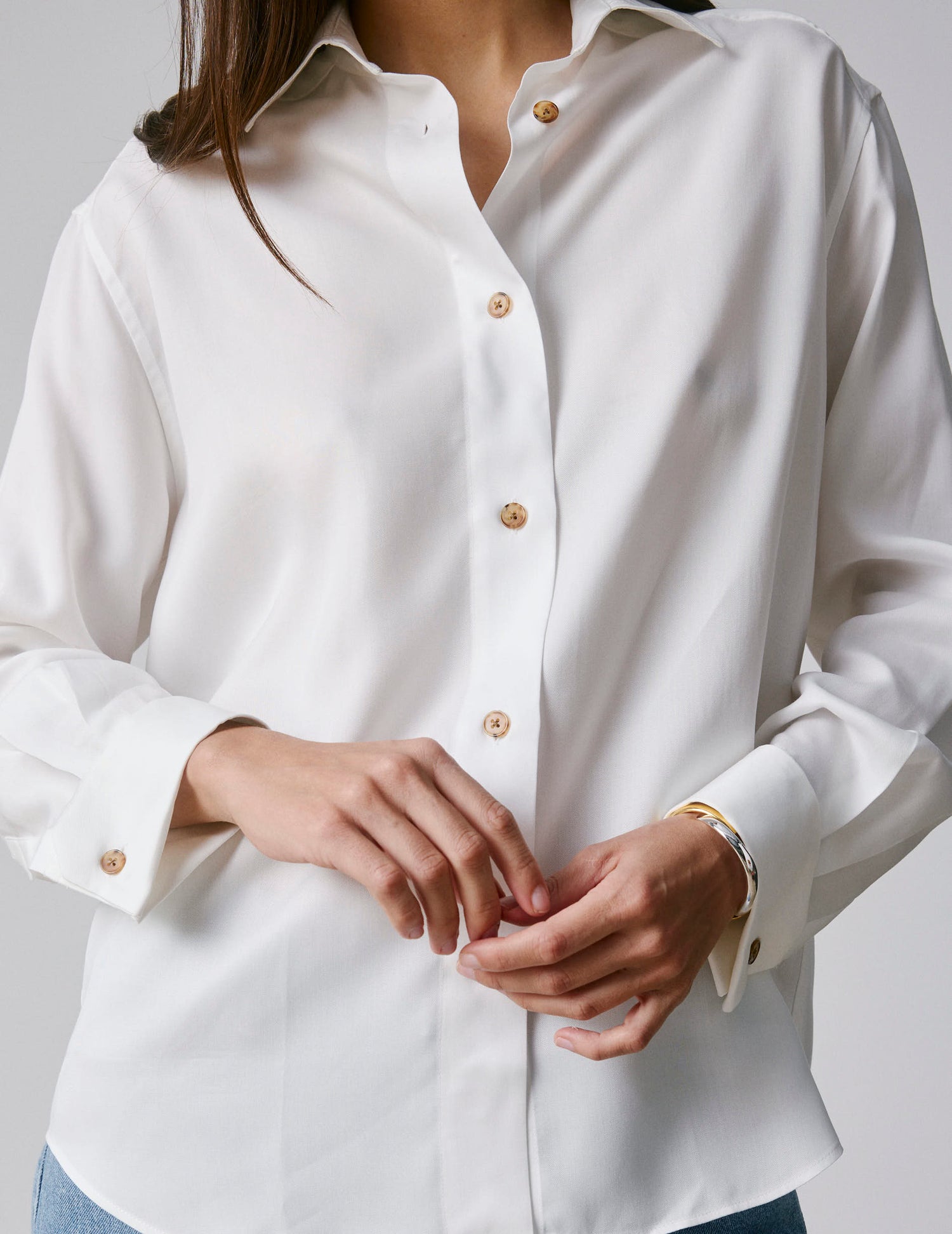 white Hannah shirt - Lyocell - Shirt Collar - French Cuffs#4