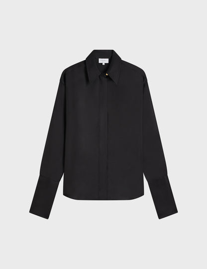 Black hidden button placket Irisa shirt