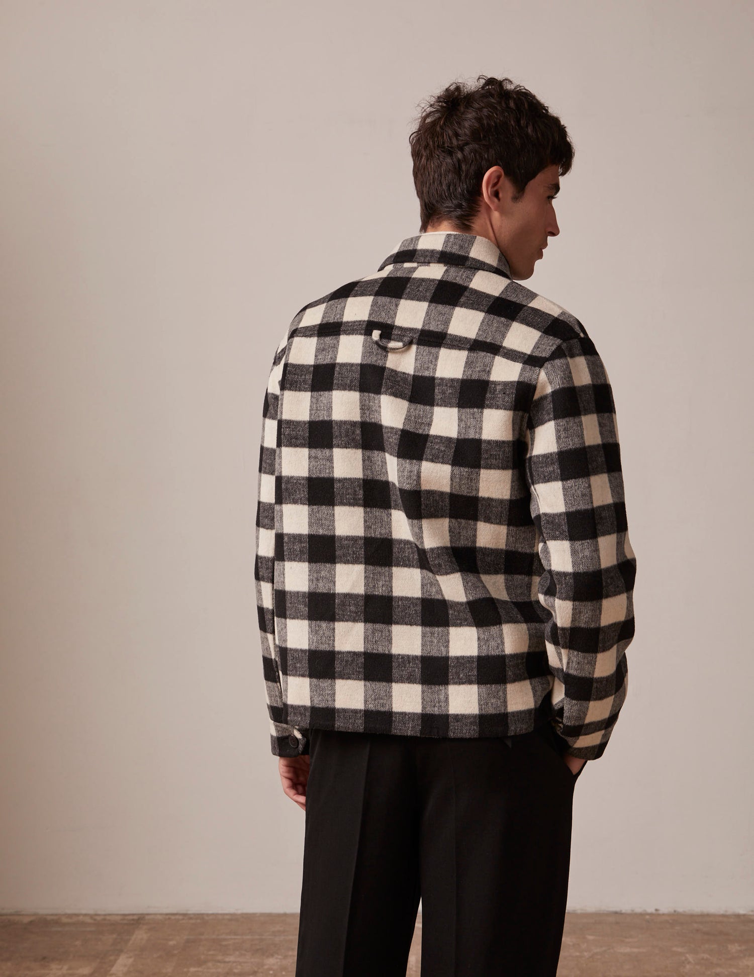 Inoa black wool checked jacket