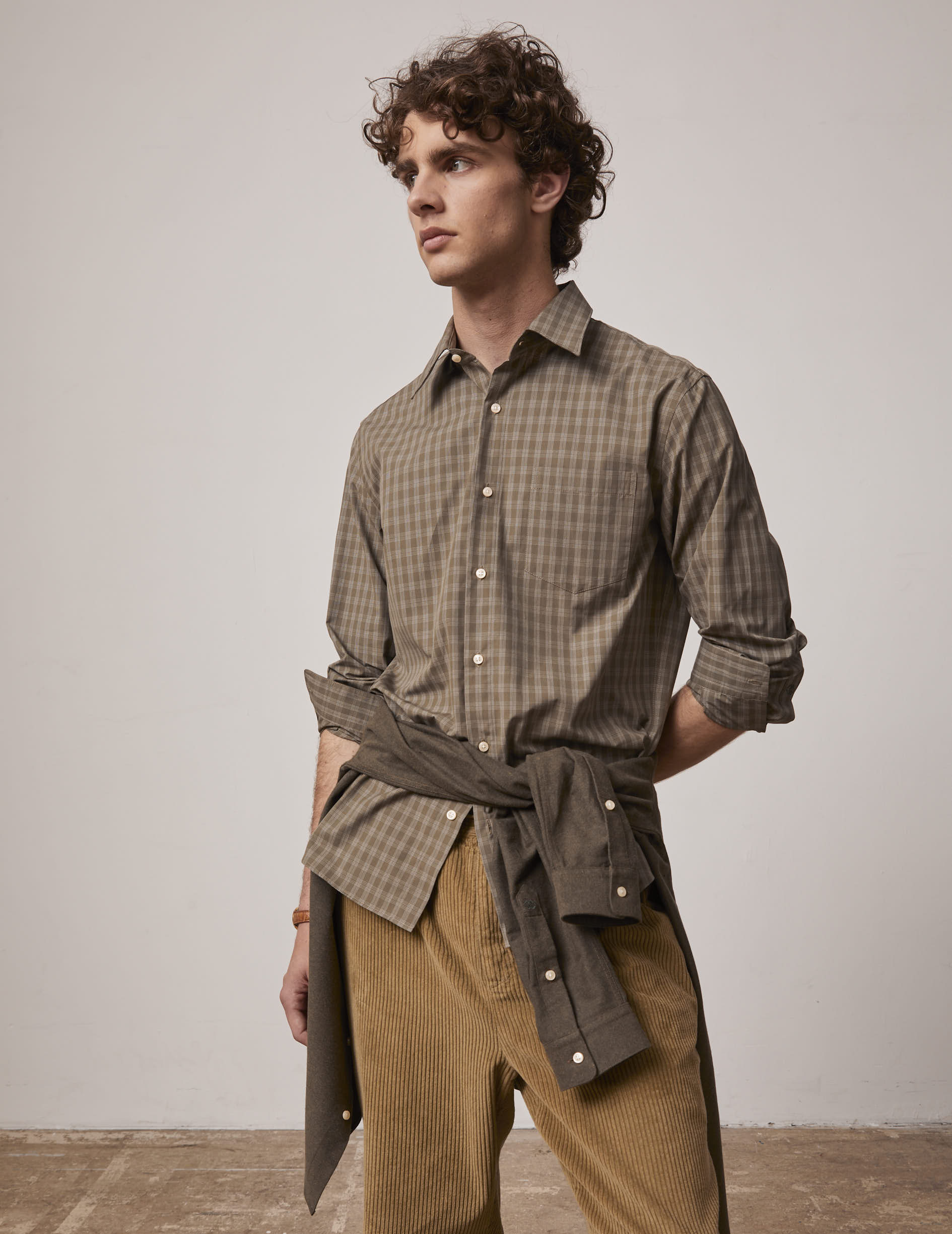 Khaki checked Arnold shirt