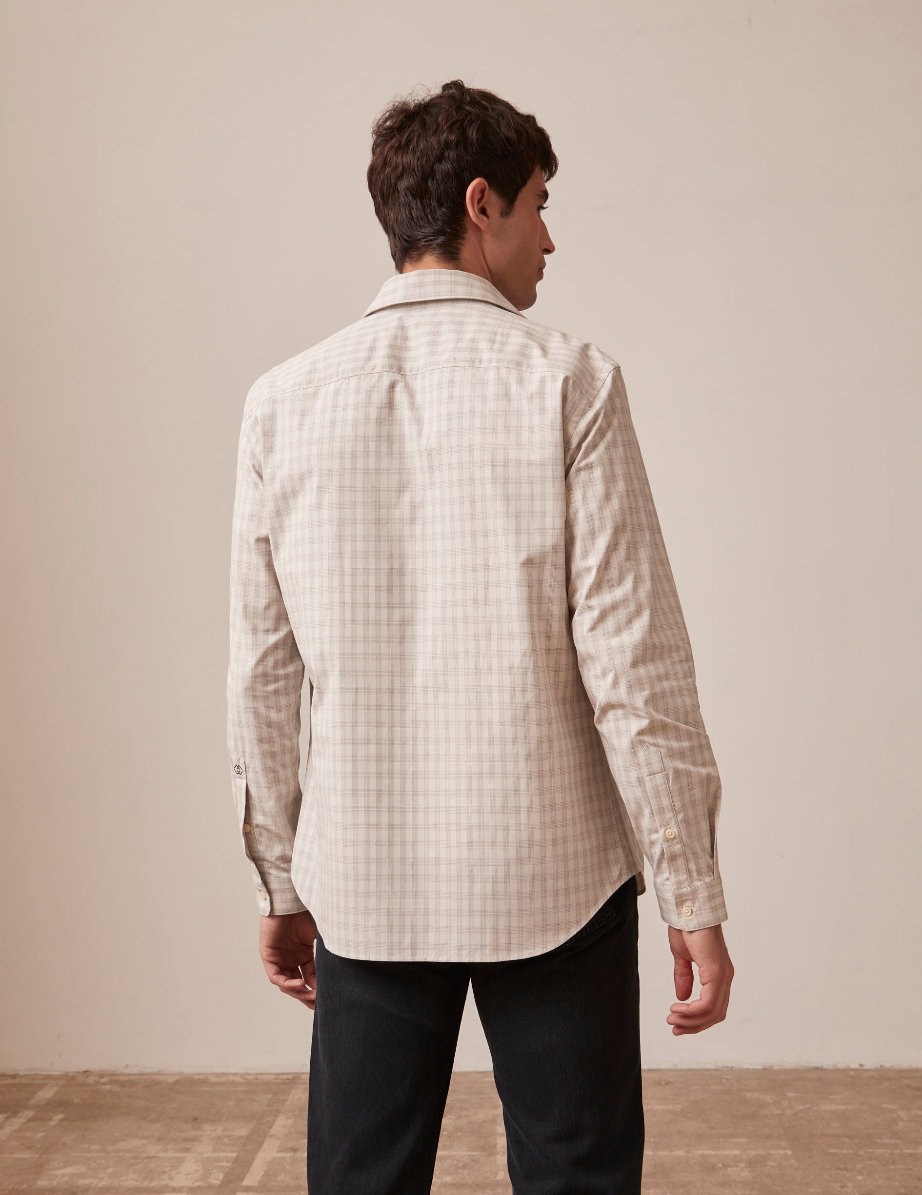Ecru checked Arnold shirt - Poplin - Prodigious Collar