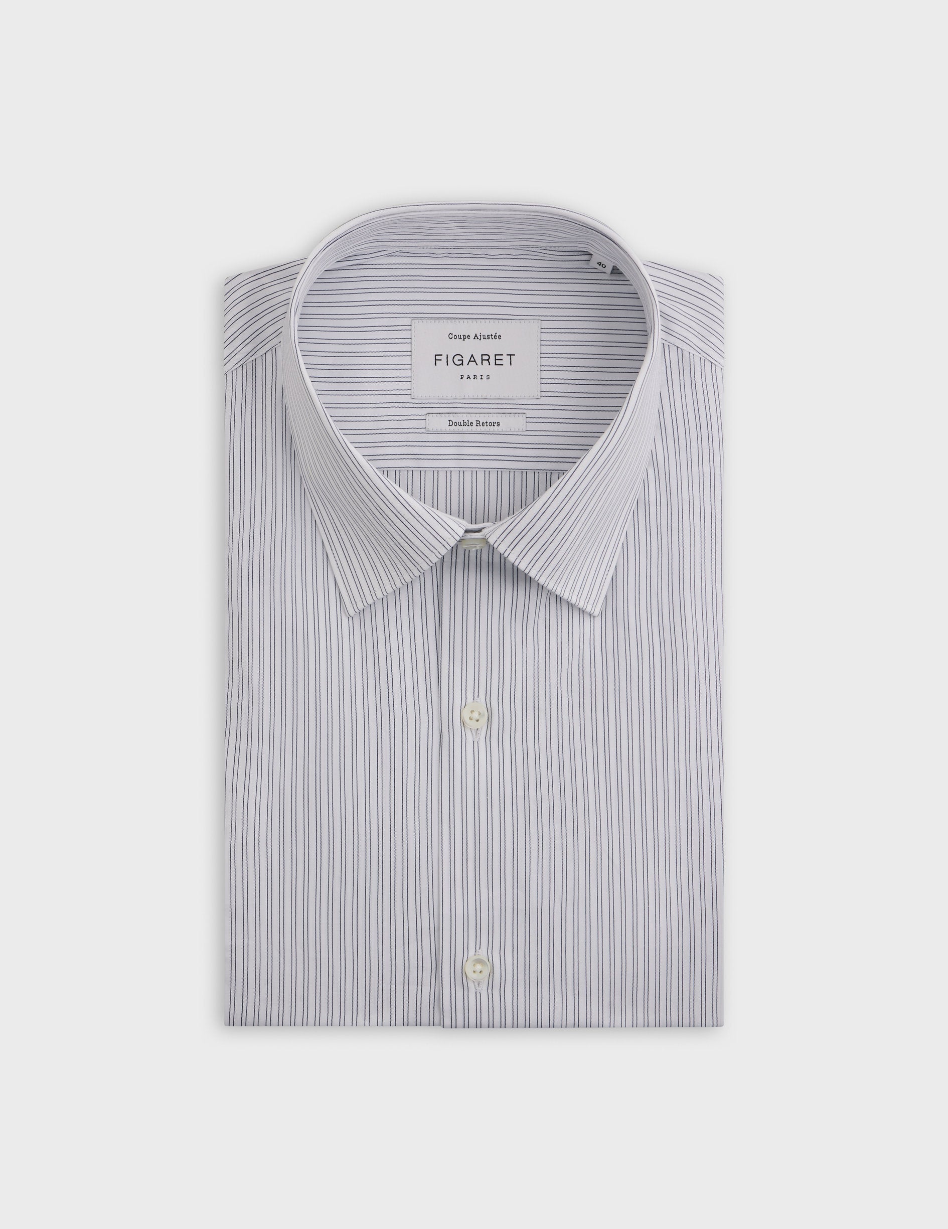 Chemise ajustée rayée bleu marine