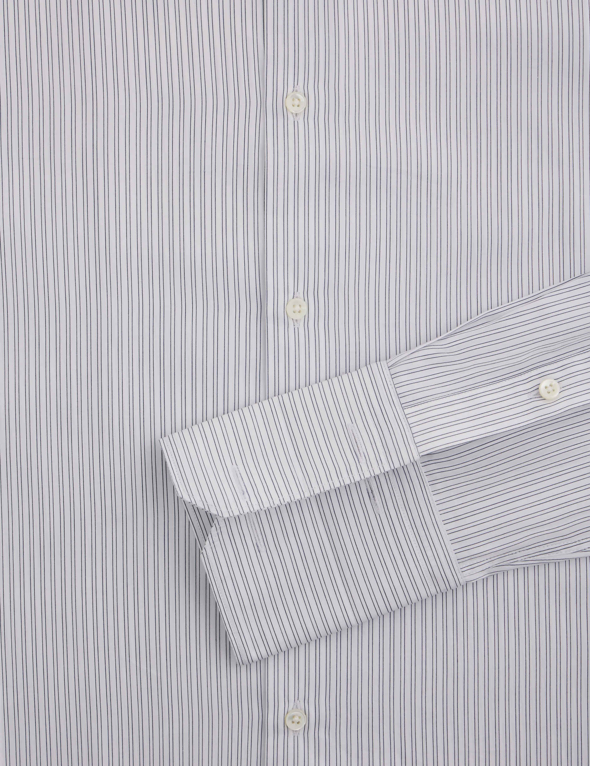Chemise ajustée rayée bleu marine - Popeline - Col Figaret - Poignets Mousquetaires