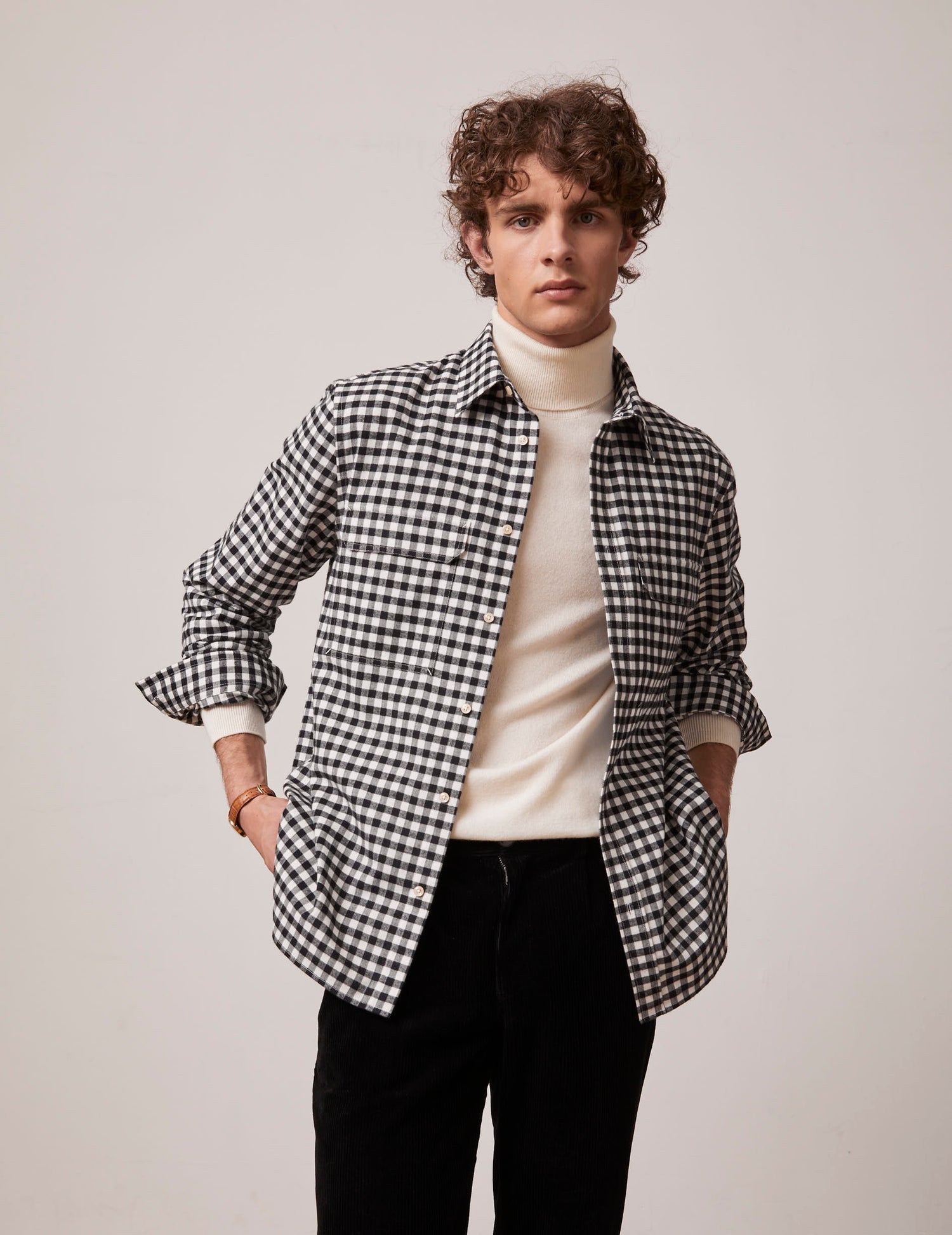 Black checked Florian shirt - Flannel - French Collar#2