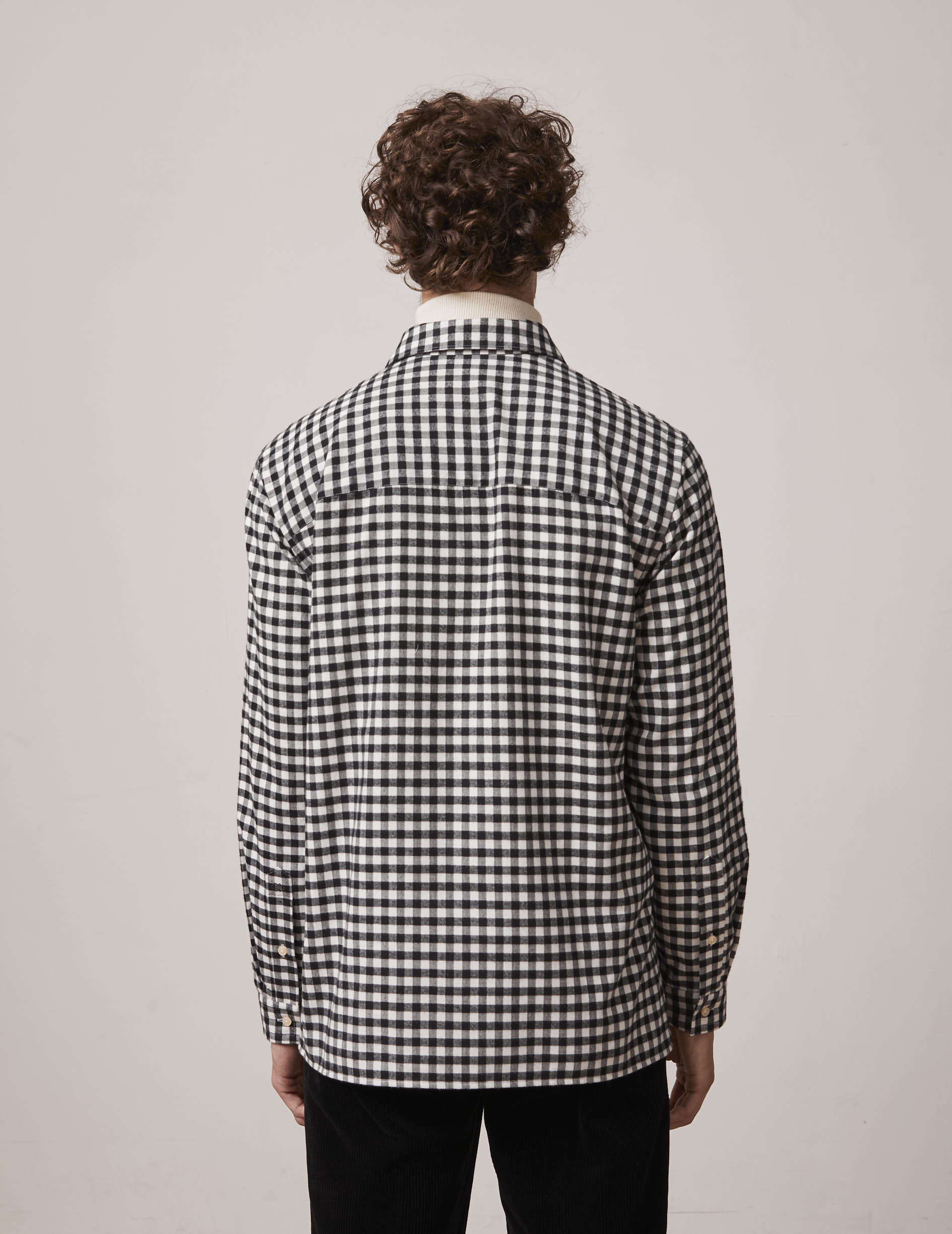Chemise Florian à carreaux noirs - Flanelle - Col Français