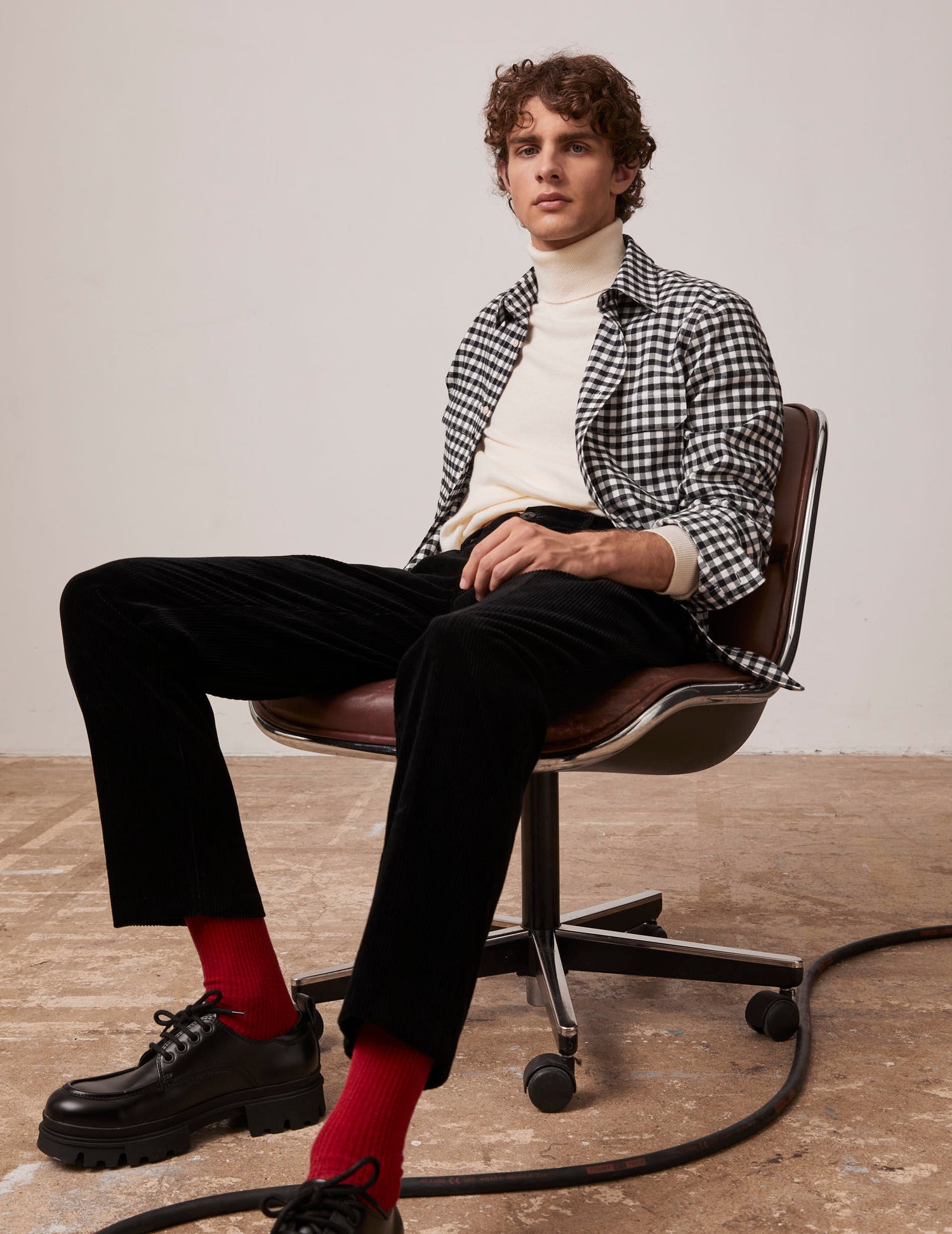 Black checked Florian shirt - Flannel - French Collar#4