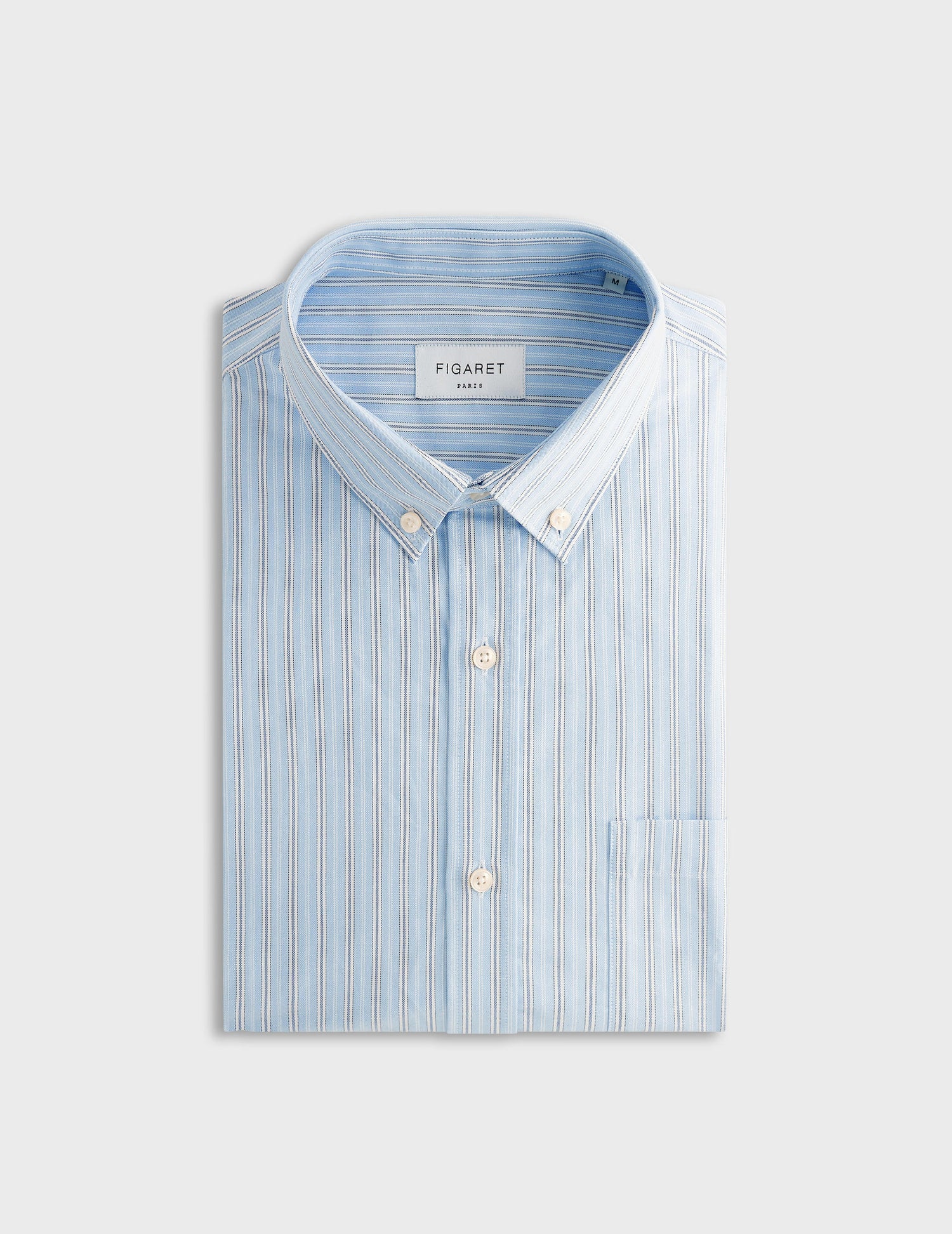 Chemise Gabriel rayée bleue - Oxford gratté - Col Américain