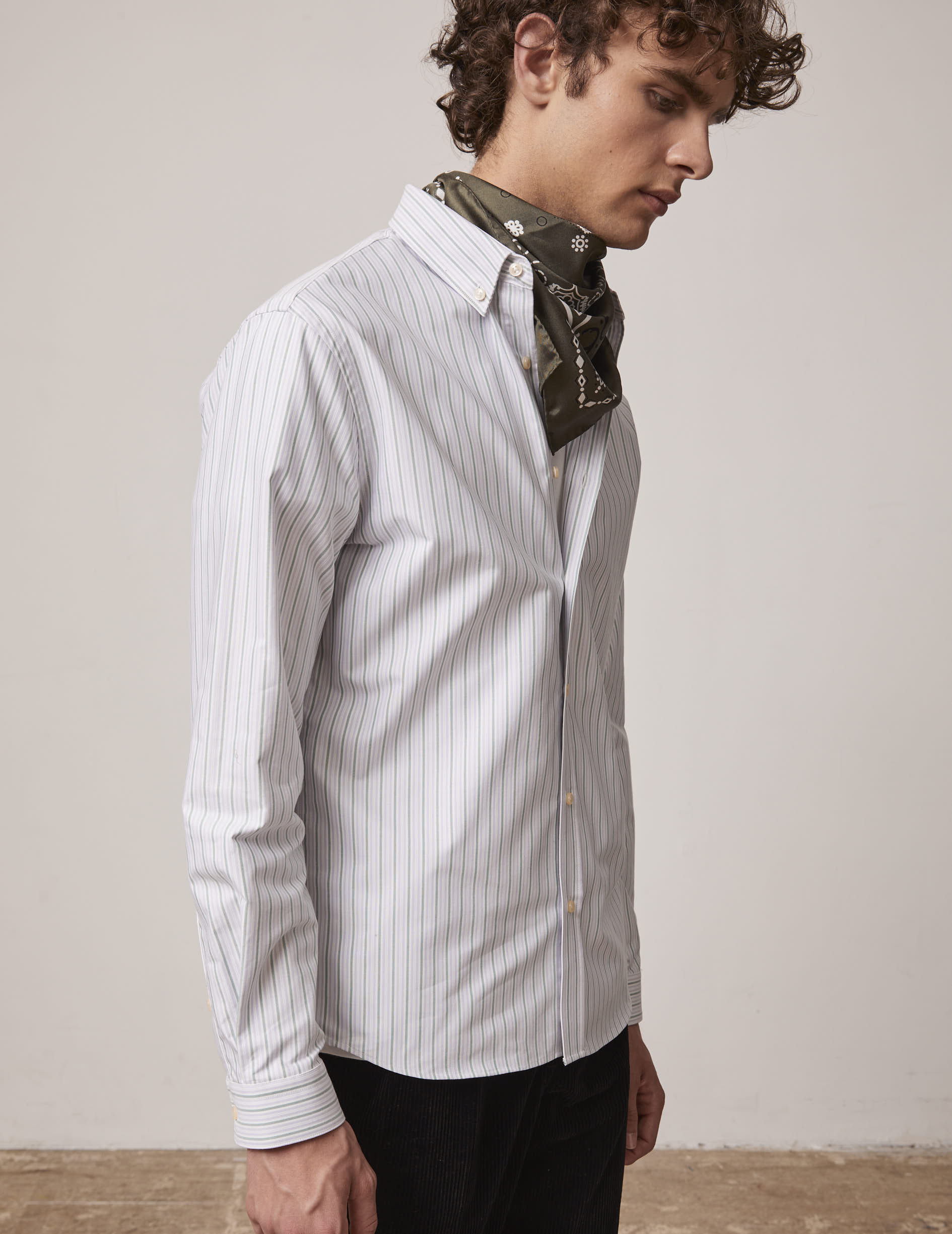 Green and purple striped Gaspard shirt