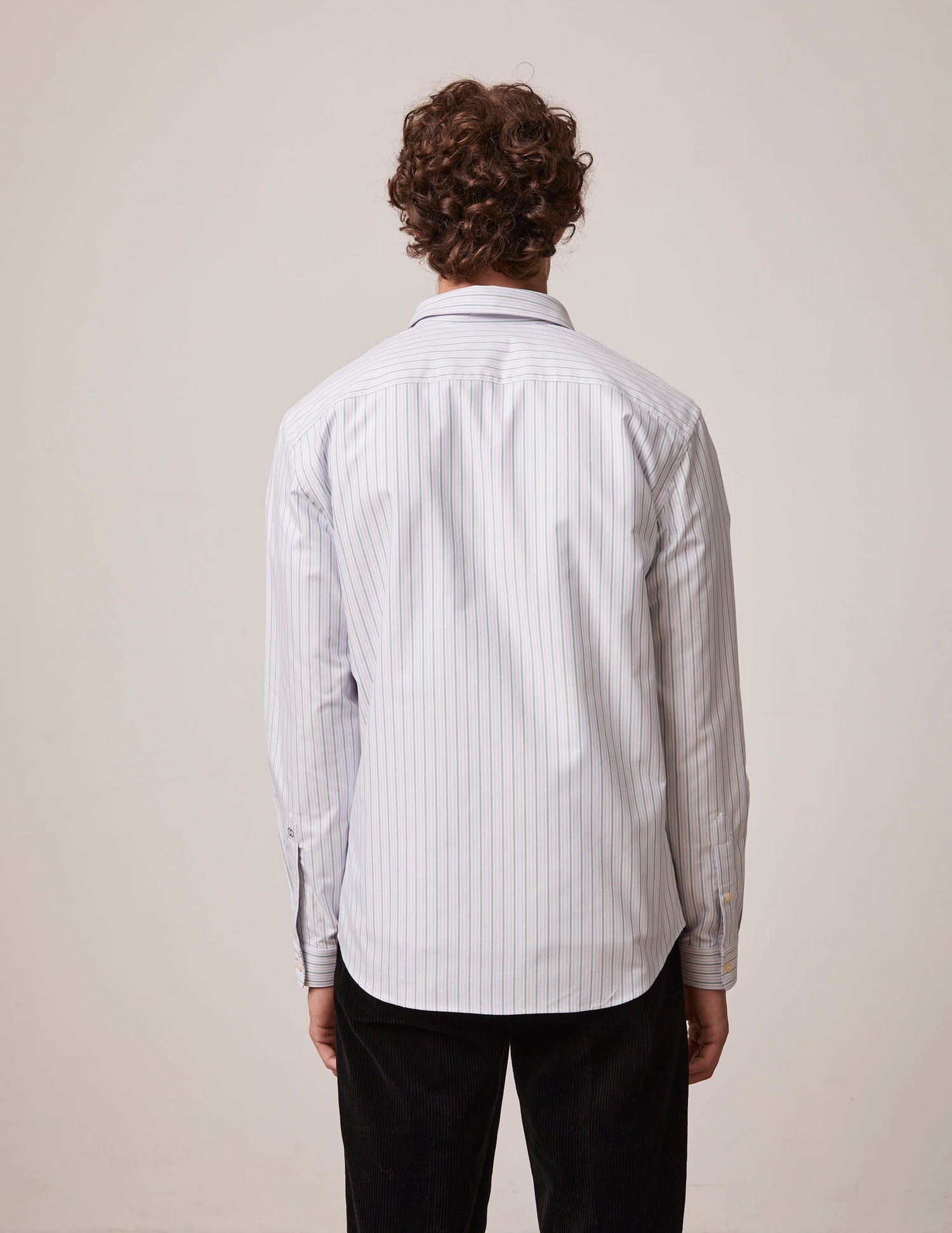 Chemise Gaspard rayée vert et violet - Oxford - Col Américain#3