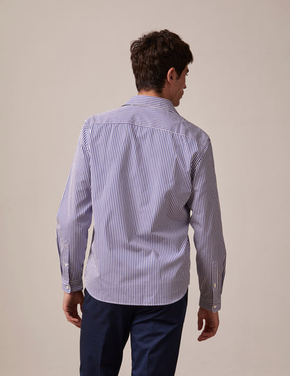 Chemise mixte "Je t'aime" rayée bleu marine