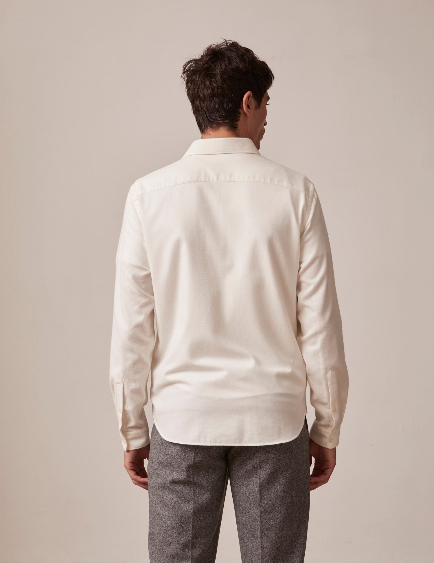 Chemise mixte "Je t'aime" en coton cachemire blanche - Flanelle - Col Figaret#7