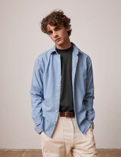 blue "Je t'aime” unisex shirt with camel embroidery