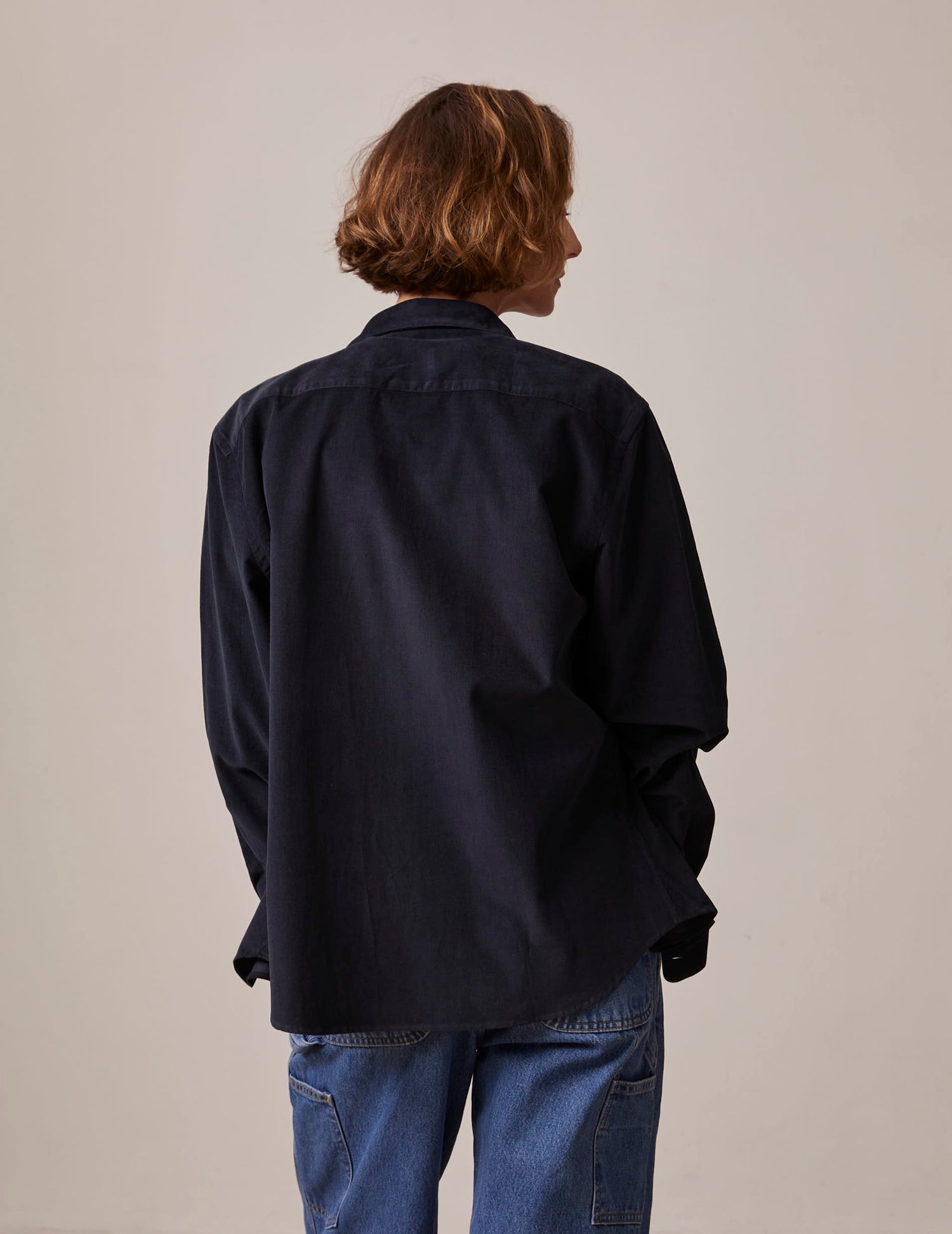 Chemise mixte "Je t'aime" marine - Velours - Col Figaret#4