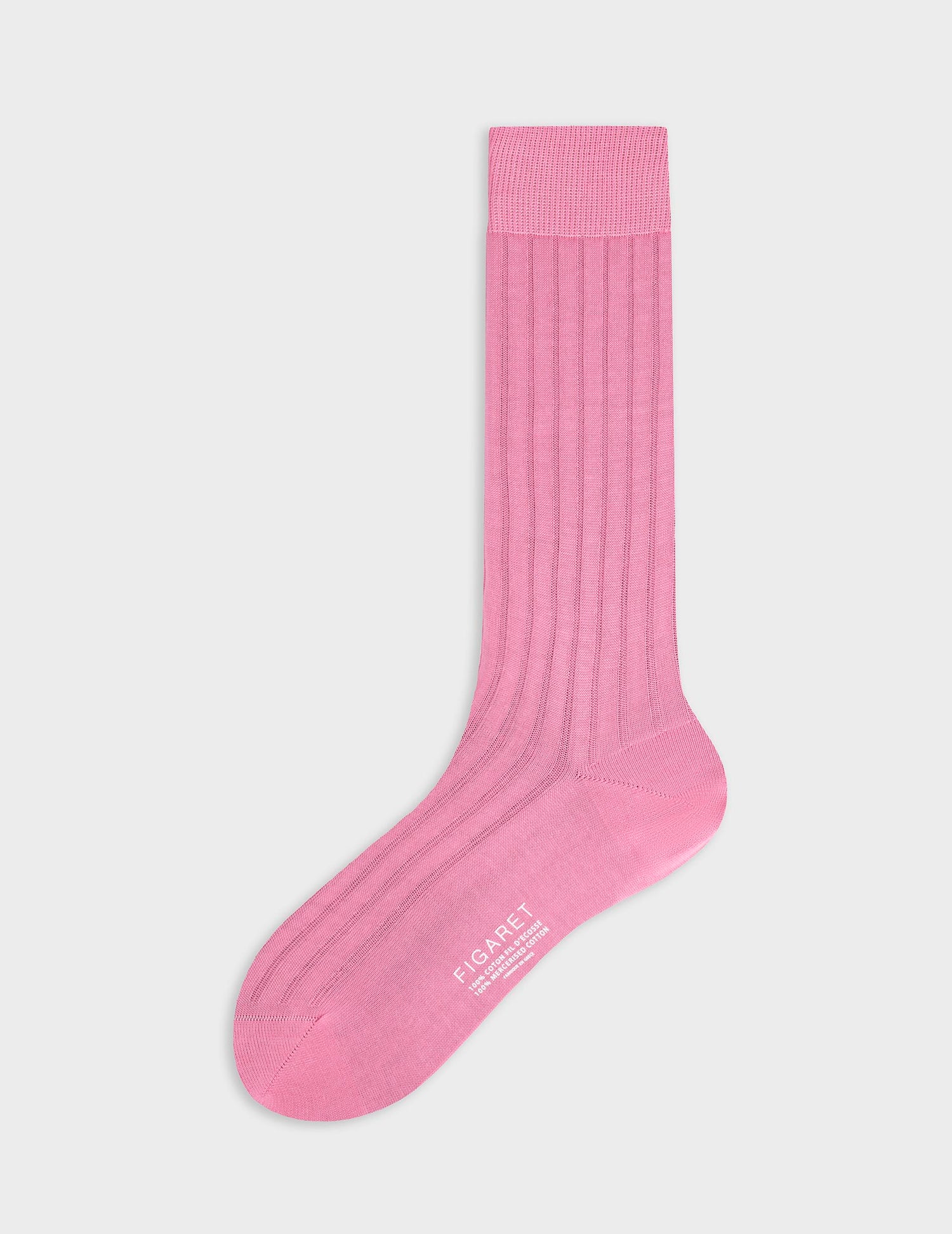 Chaussettes côtelées en double fil d'Ecosse rose