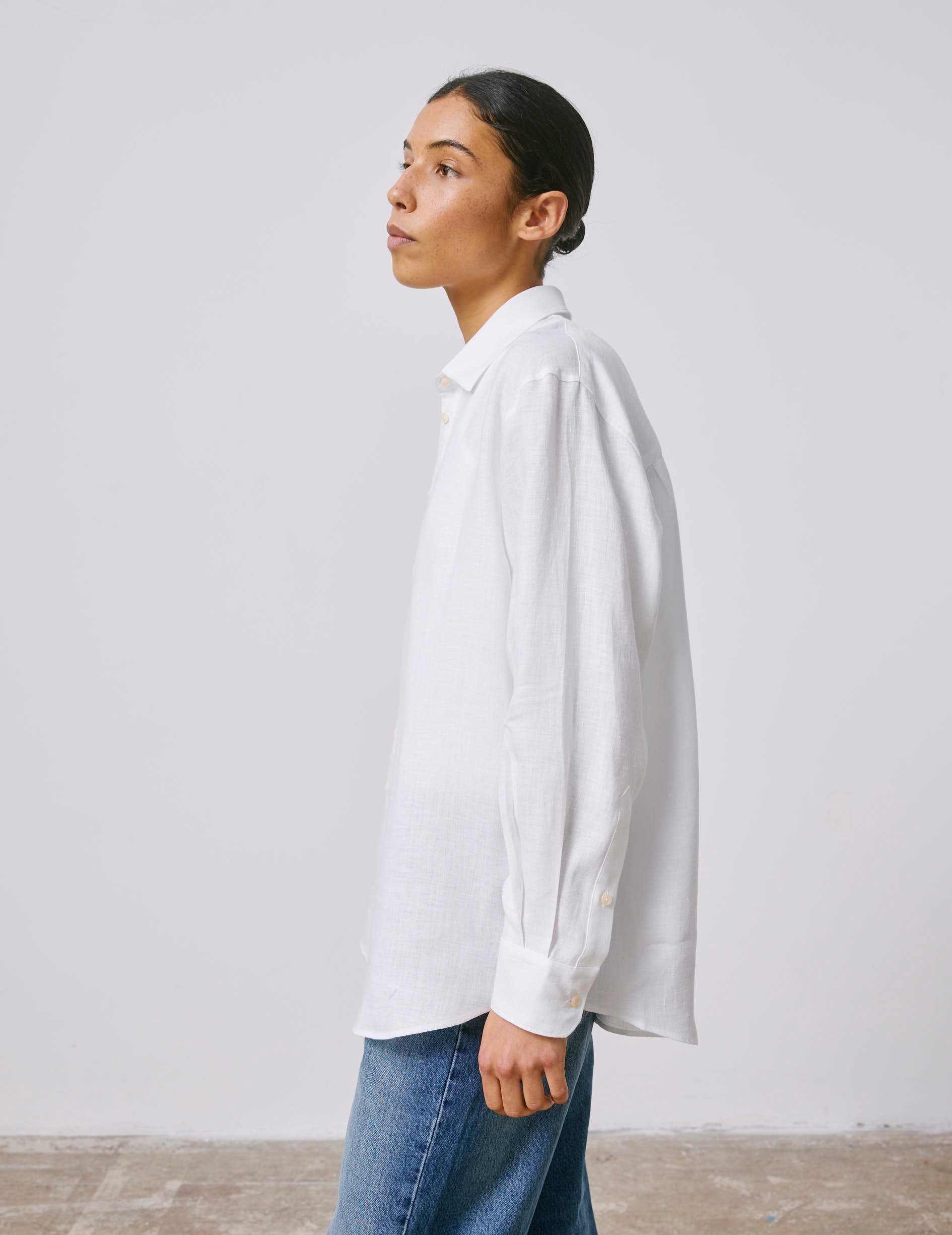 Chemise oversize Delina en lin blanc - Lin - Col Chemise
