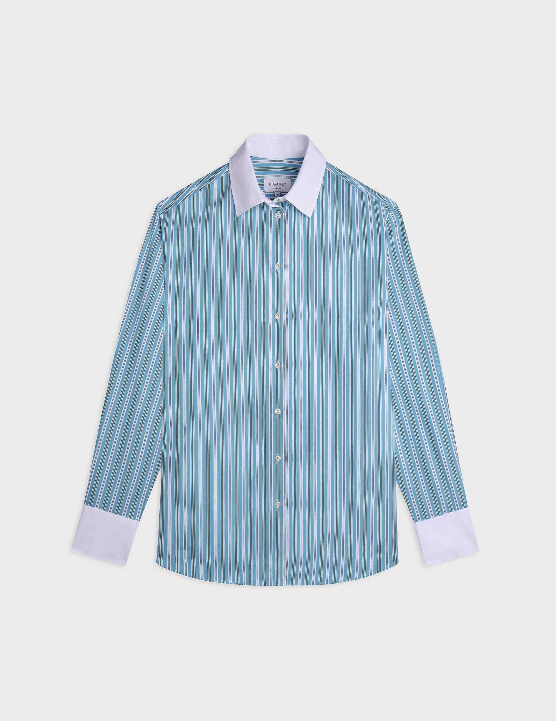Oversized green striped Mathilde shirt