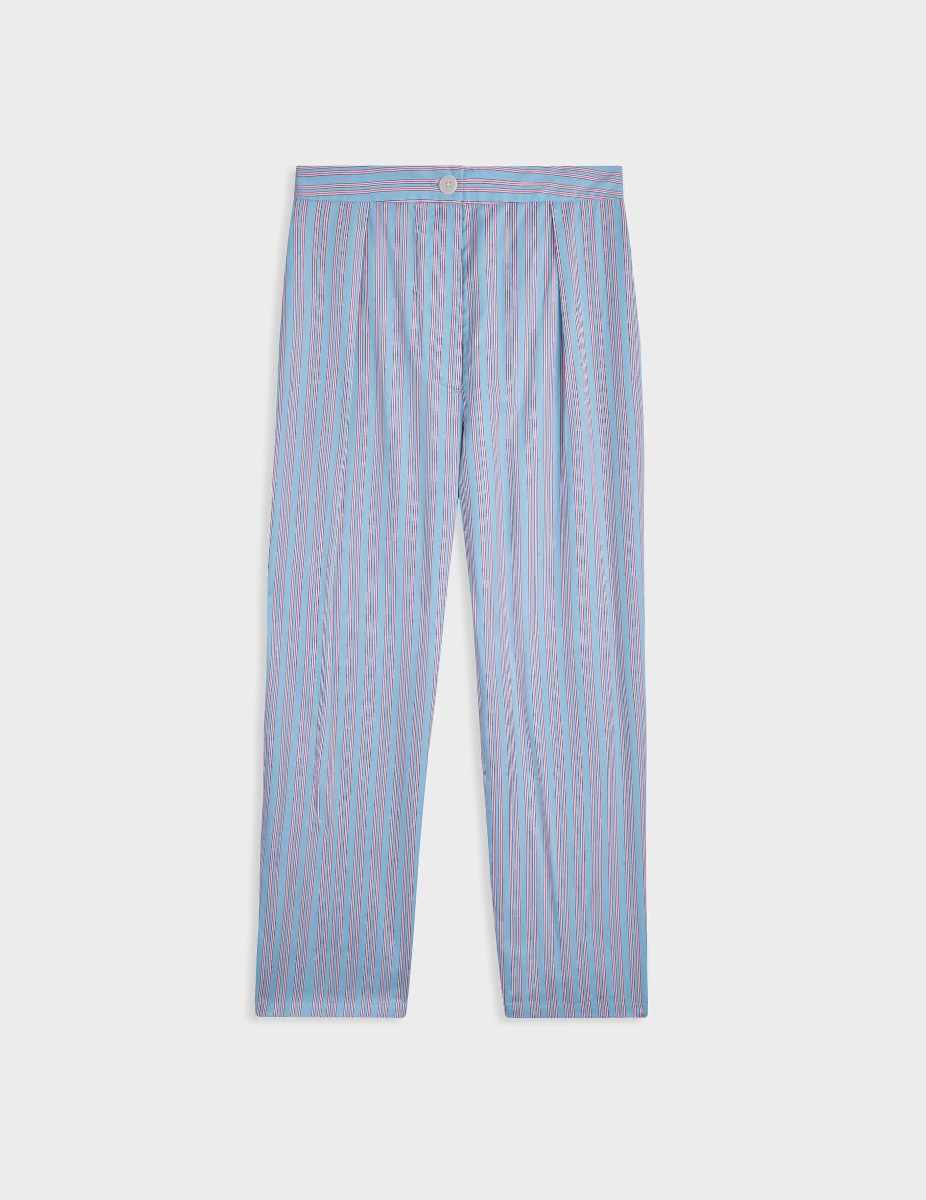 Pantalon Léone en twill de coton rayé bleu